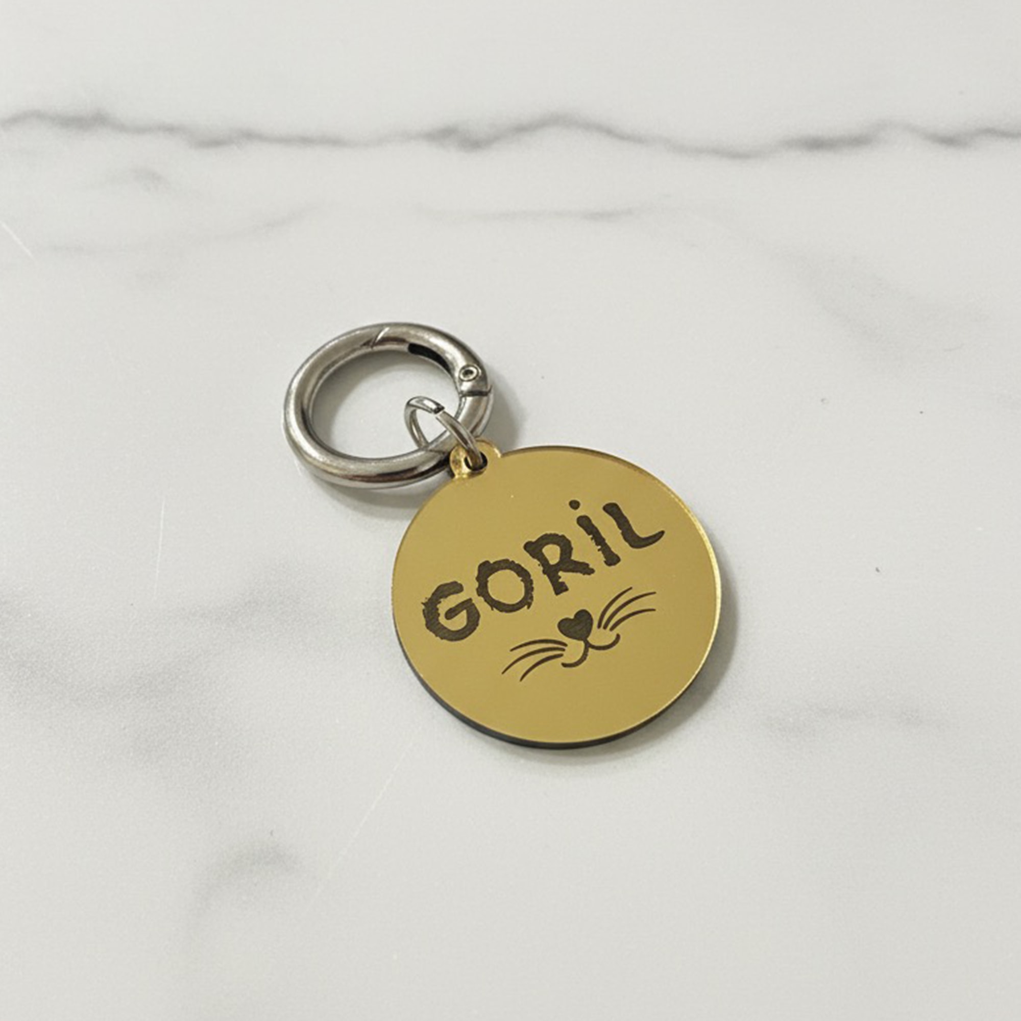 Aynalı Yuvarlak Künye - Sarı Aynalı