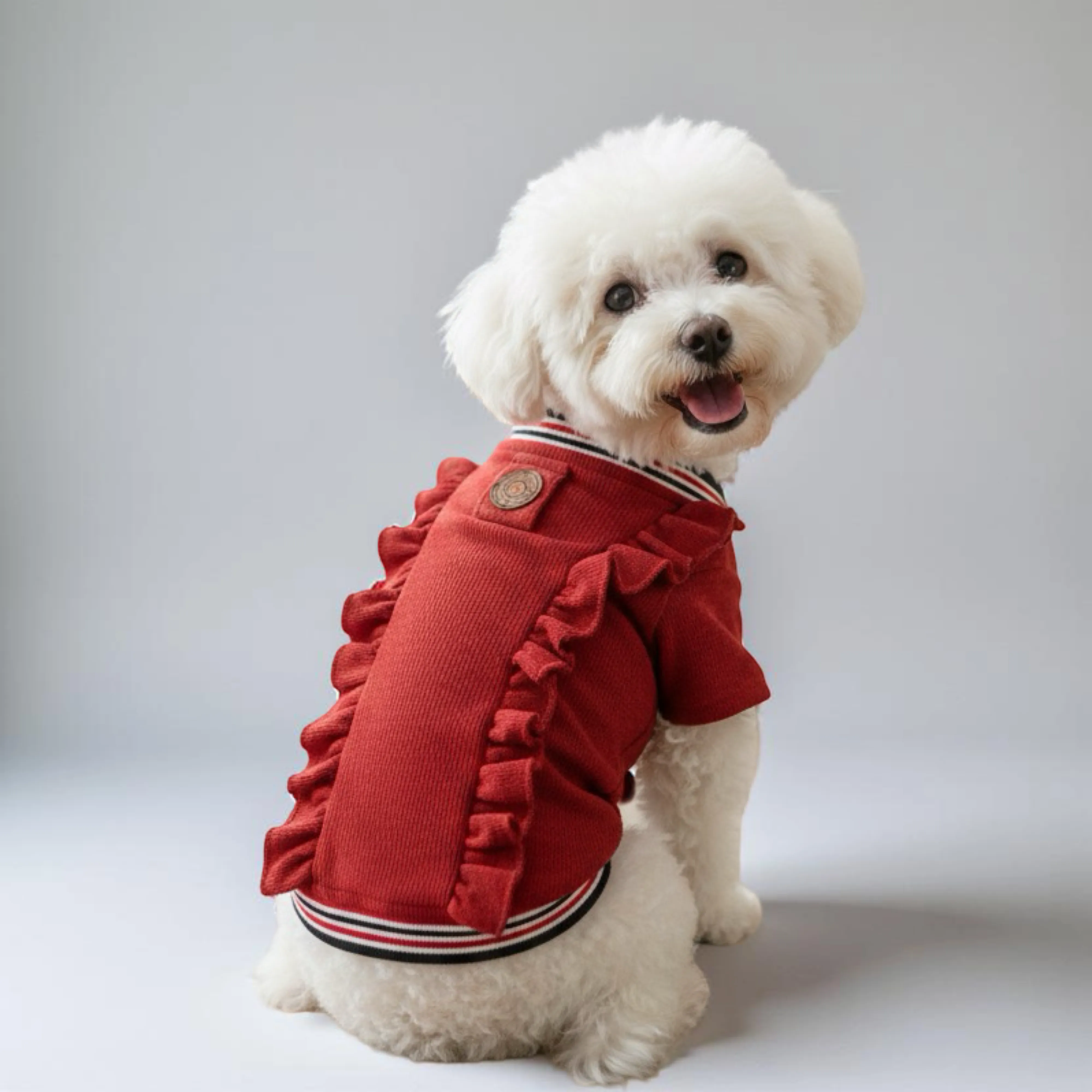 Fırfırlı Köpek Kazağı - Kırmızı