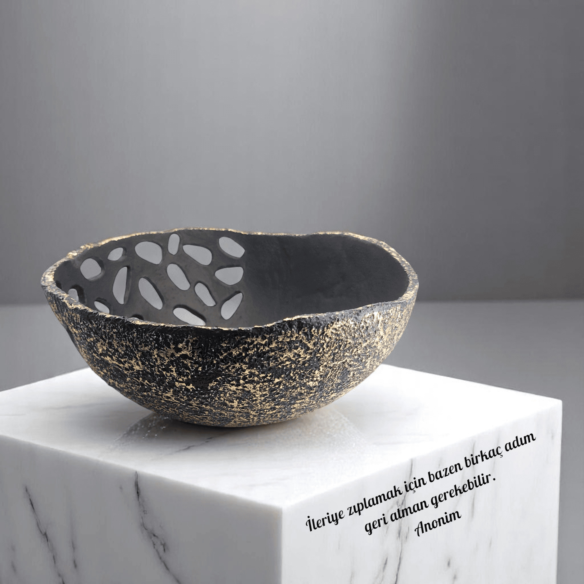 Altın Varaklı Stonware Dekoratif Tabak TBK09 