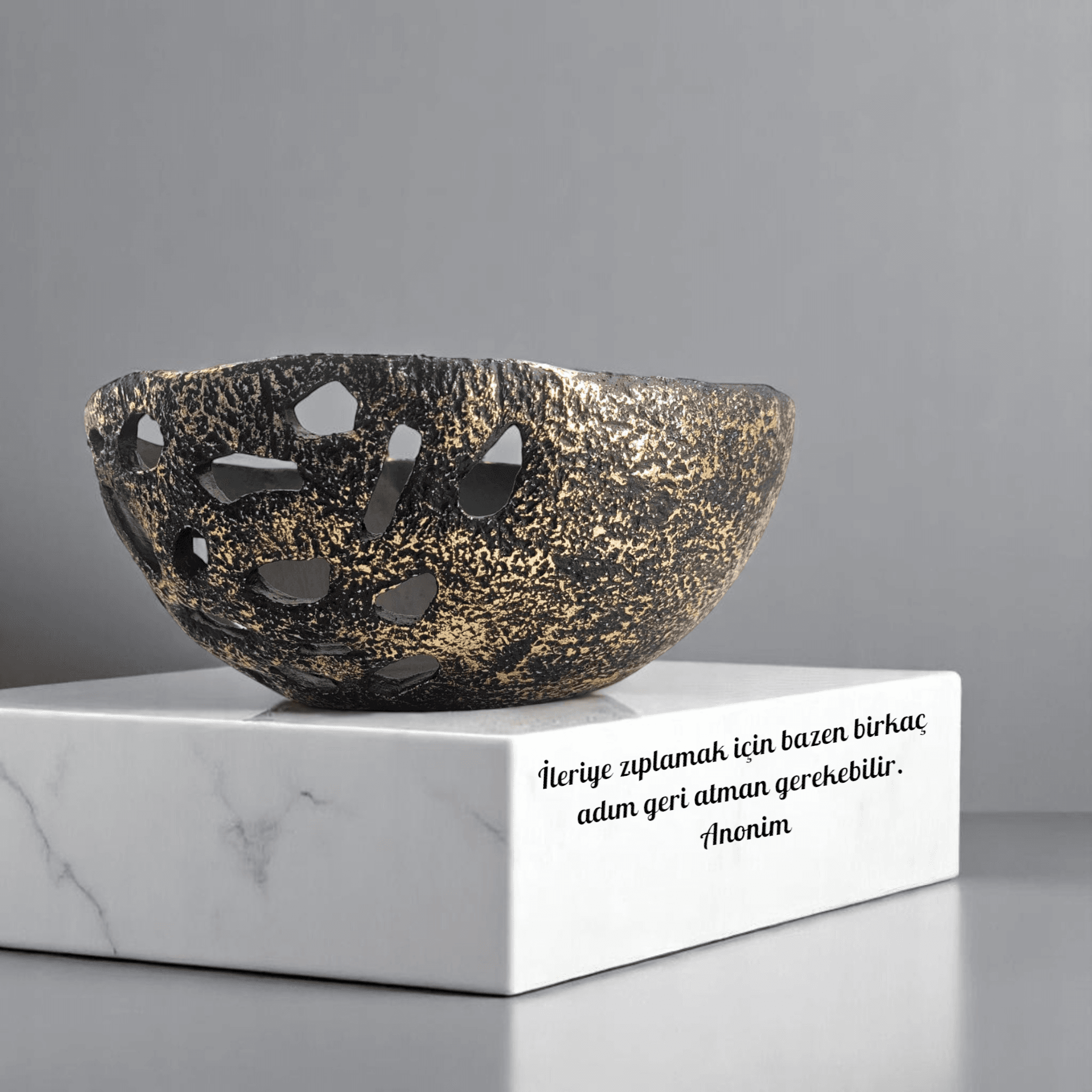 Altın Varaklı Stonware Dekoratif Tabak TBK09 