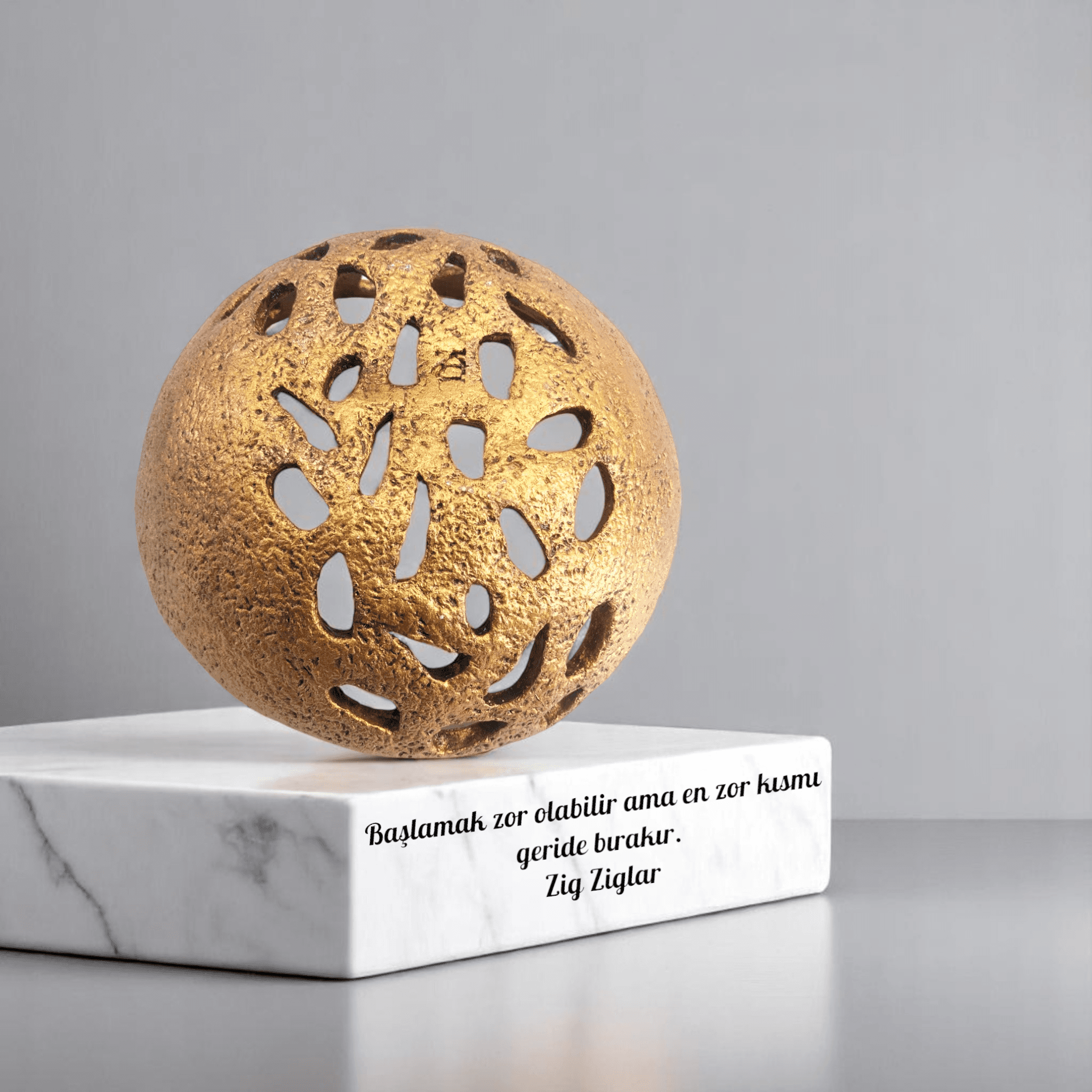 Antik Altın Oymalı Stonware Dekoratif Tabak TBK07 