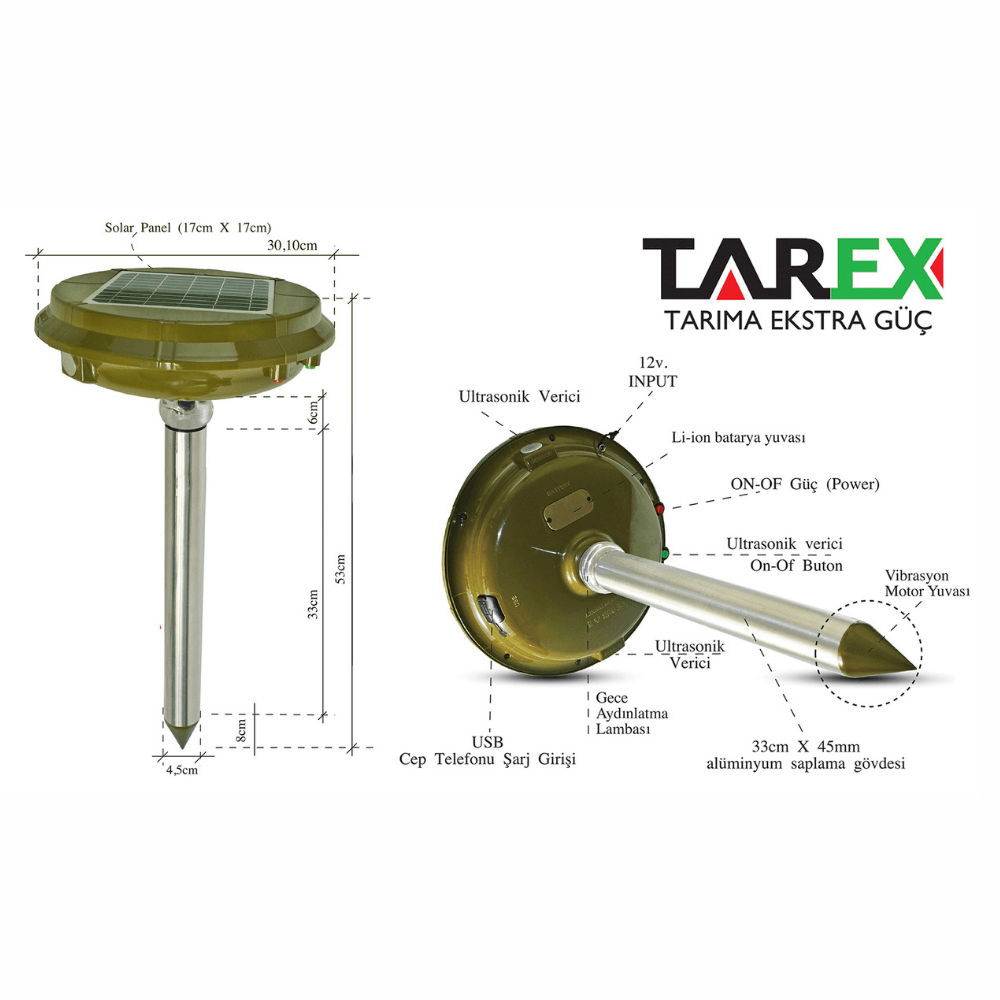 Teknopest Tarex TP1500 Solar Köstebek Yılan Kovucu