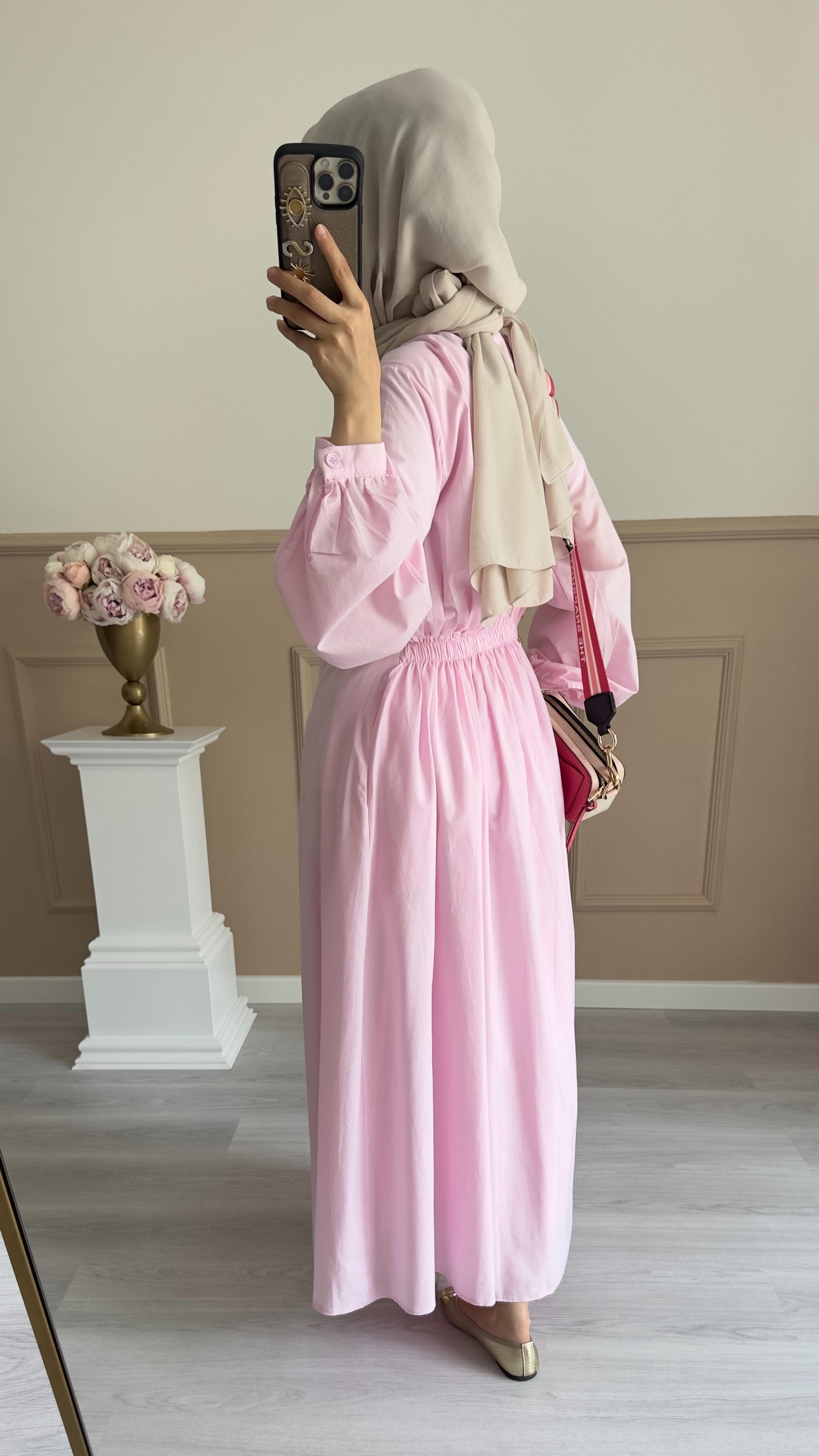 SAFİR VUAL ELBİSE-PEMBE