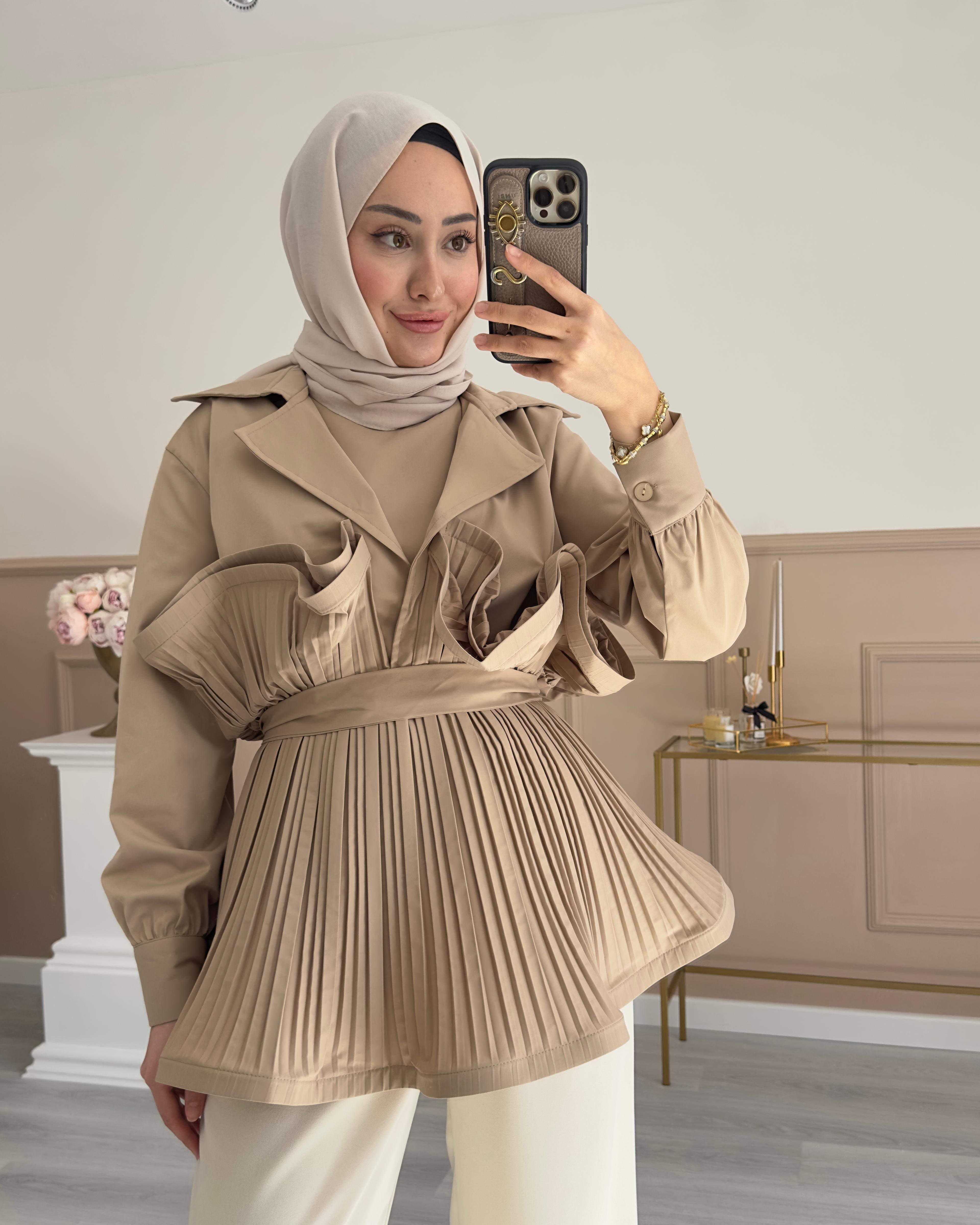 PİLİSELİ GRENLİ PREMİUM CEKET CAMEL