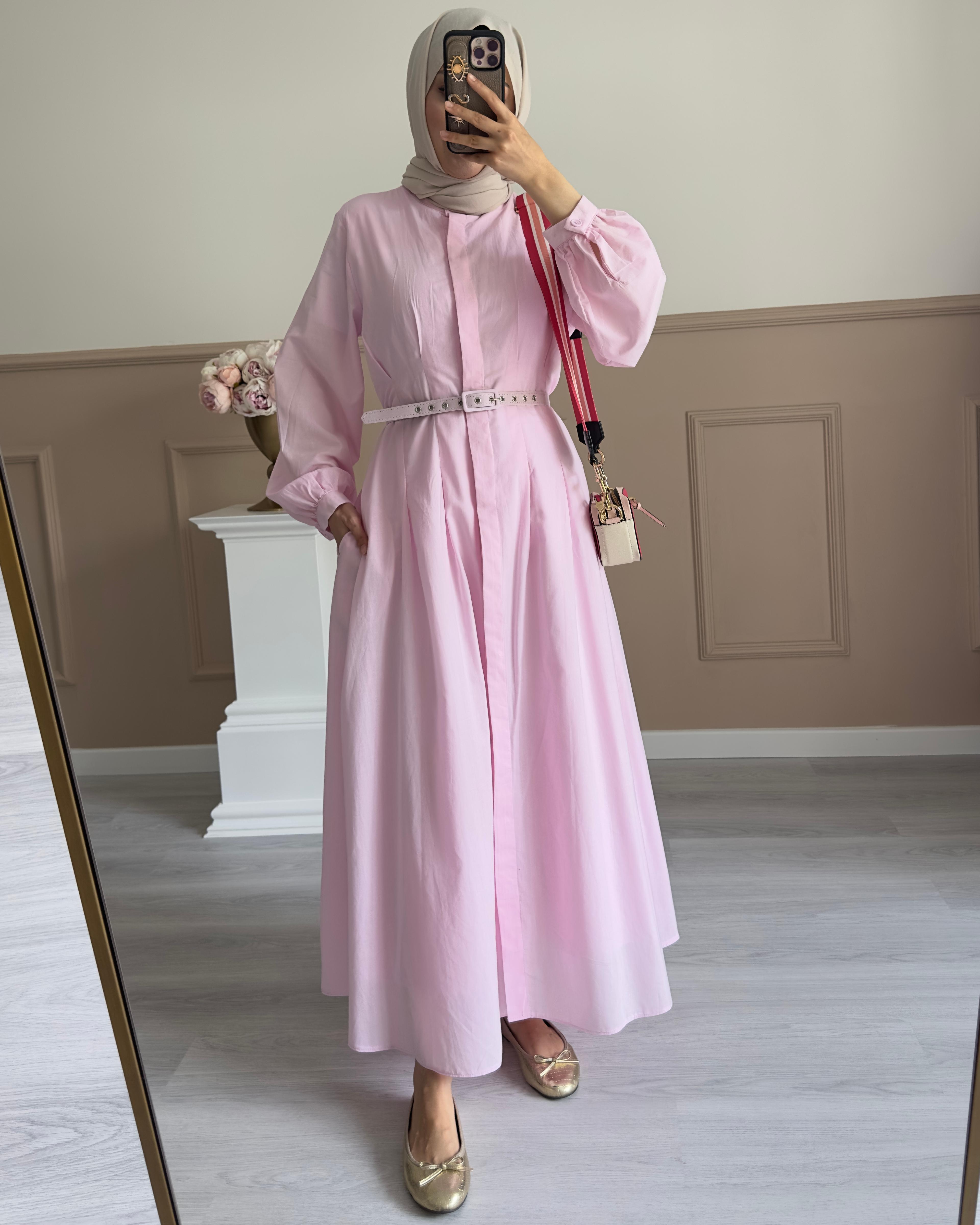 SAFİR VUAL ELBİSE-PEMBE