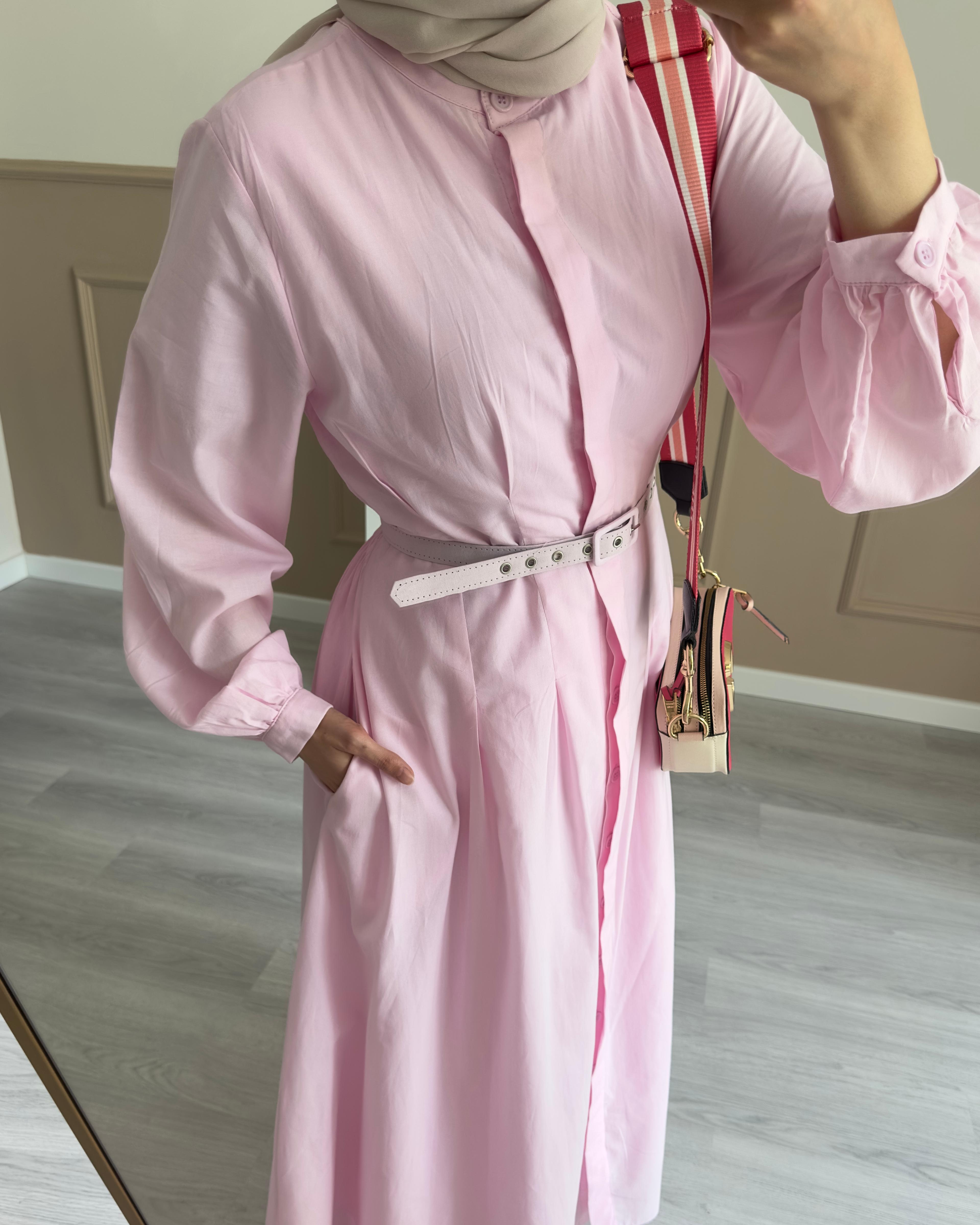 SAFİR VUAL ELBİSE-PEMBE