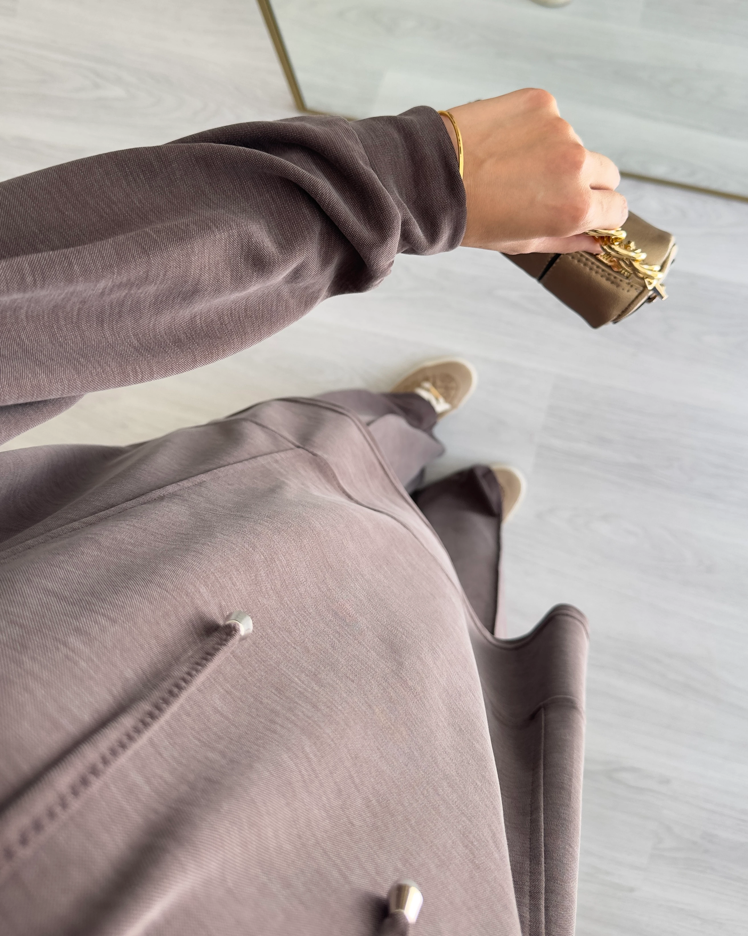 PETEK DOKULU İKİLİ TAKIM KAHVERENGİ