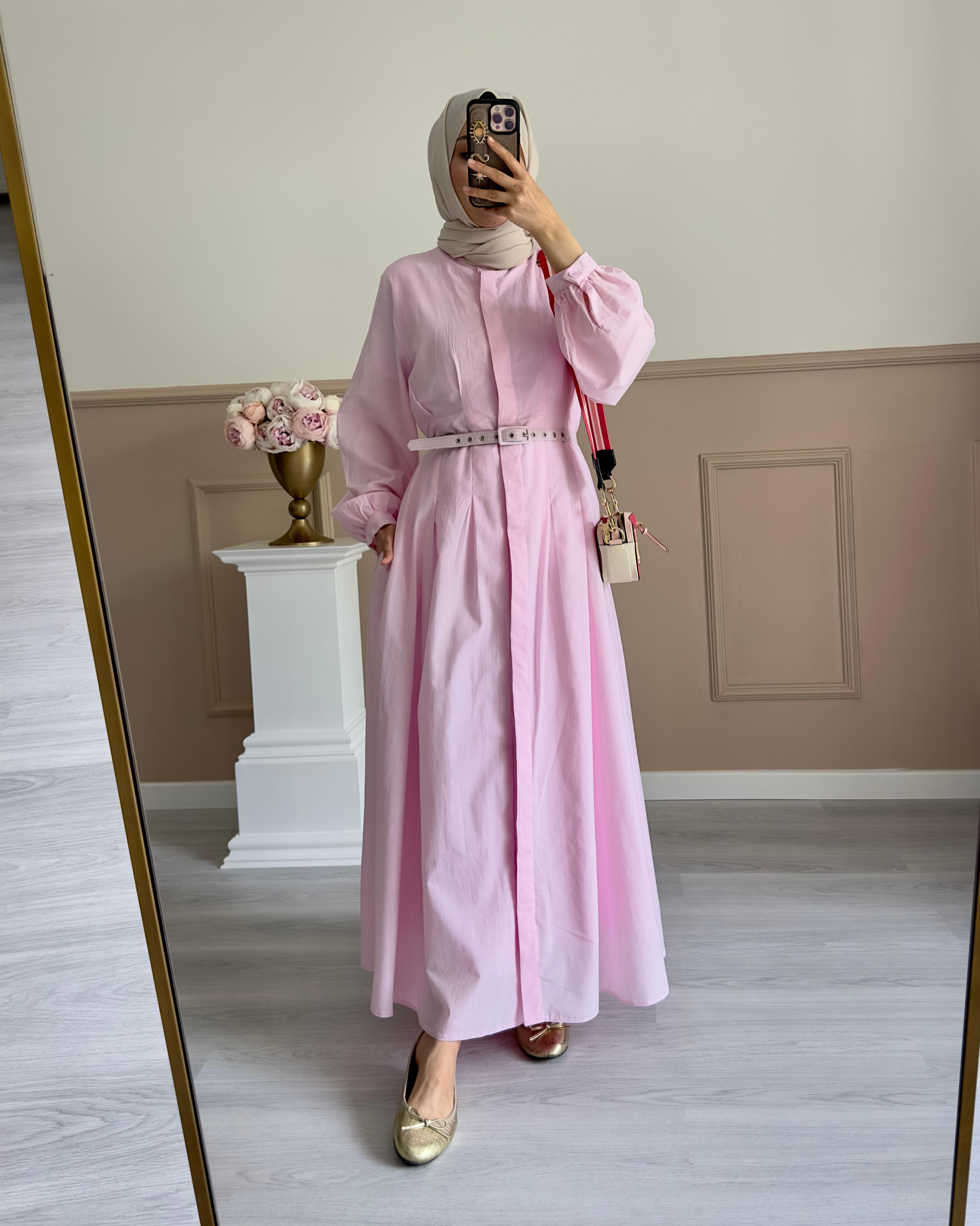 SAFİR VUAL ELBİSE-PEMBE