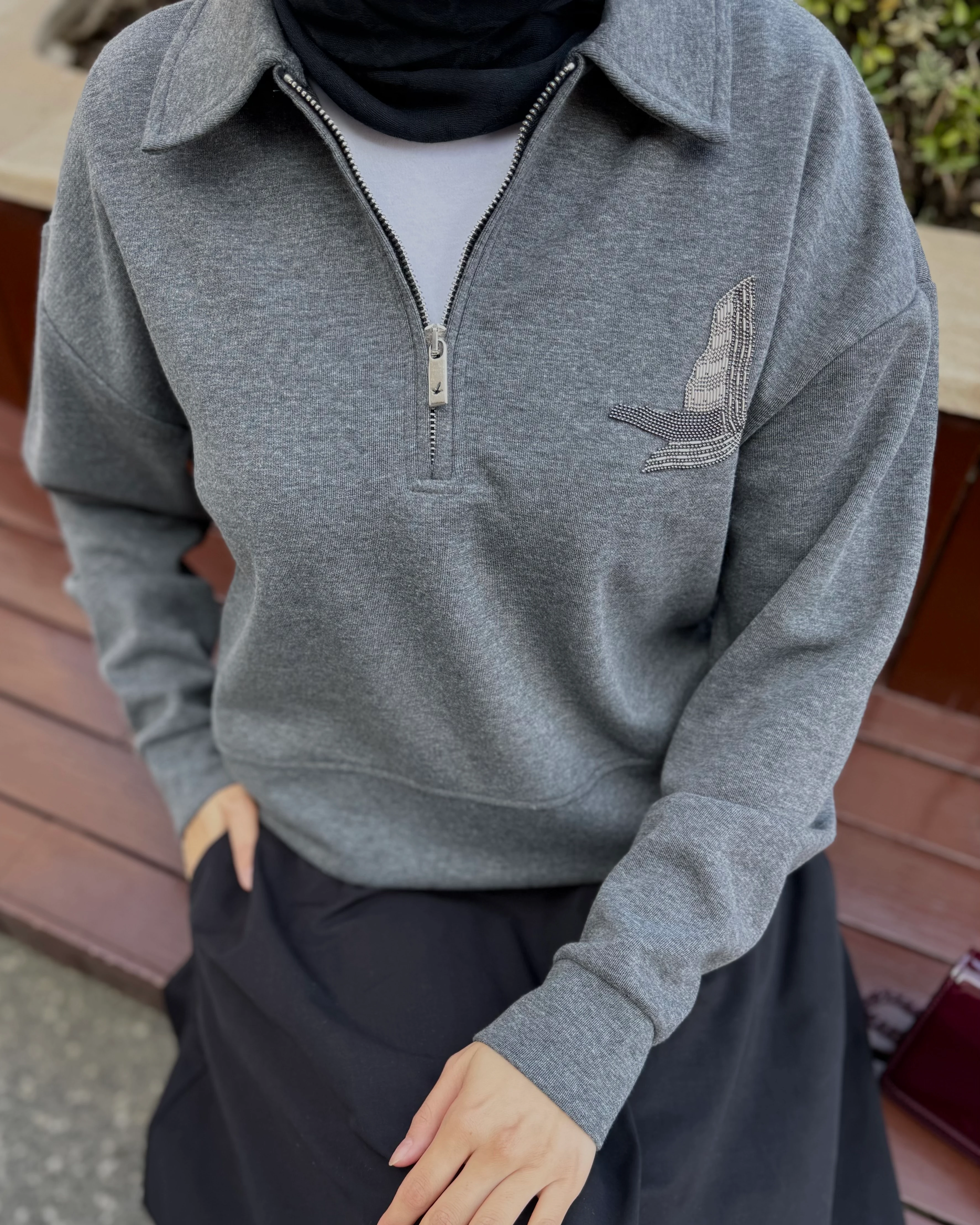 BYMN GRİ FERMUARLI SWEATSHİRT(Ön Sipariş 1 Aralık)