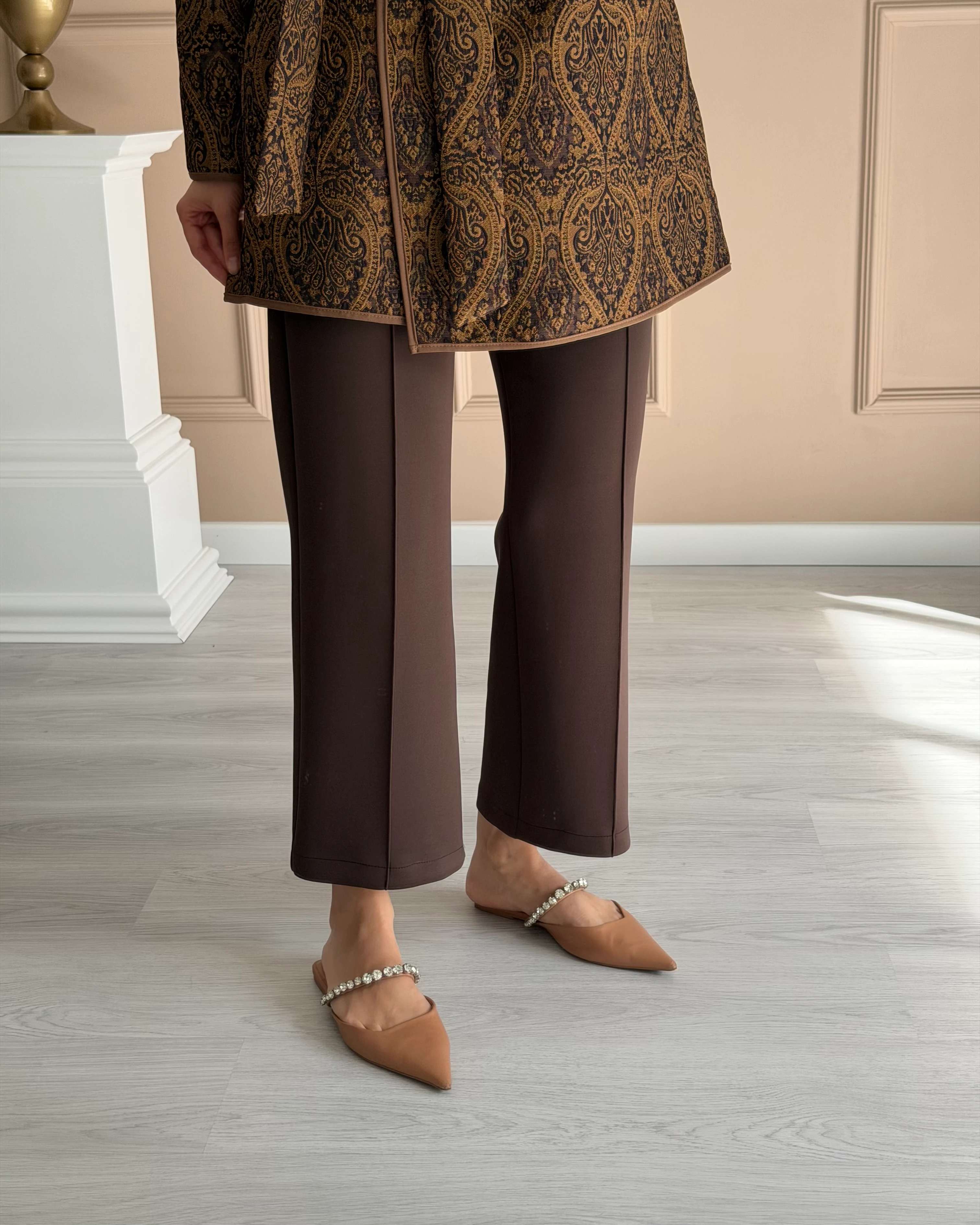 ÇİMALI PANTOLON KAHVERENGİ