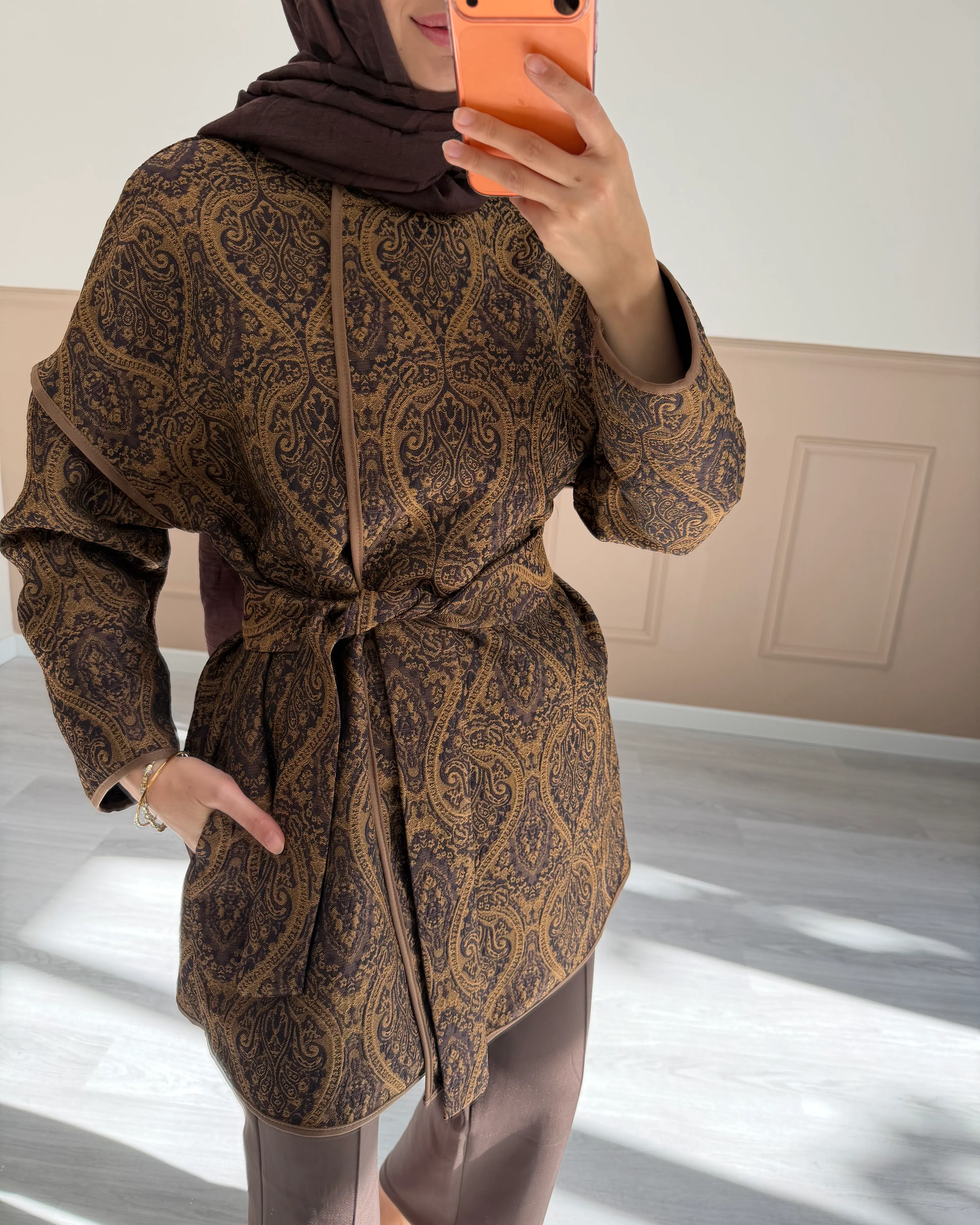 ETNİK DESEN CEKET KAHVE