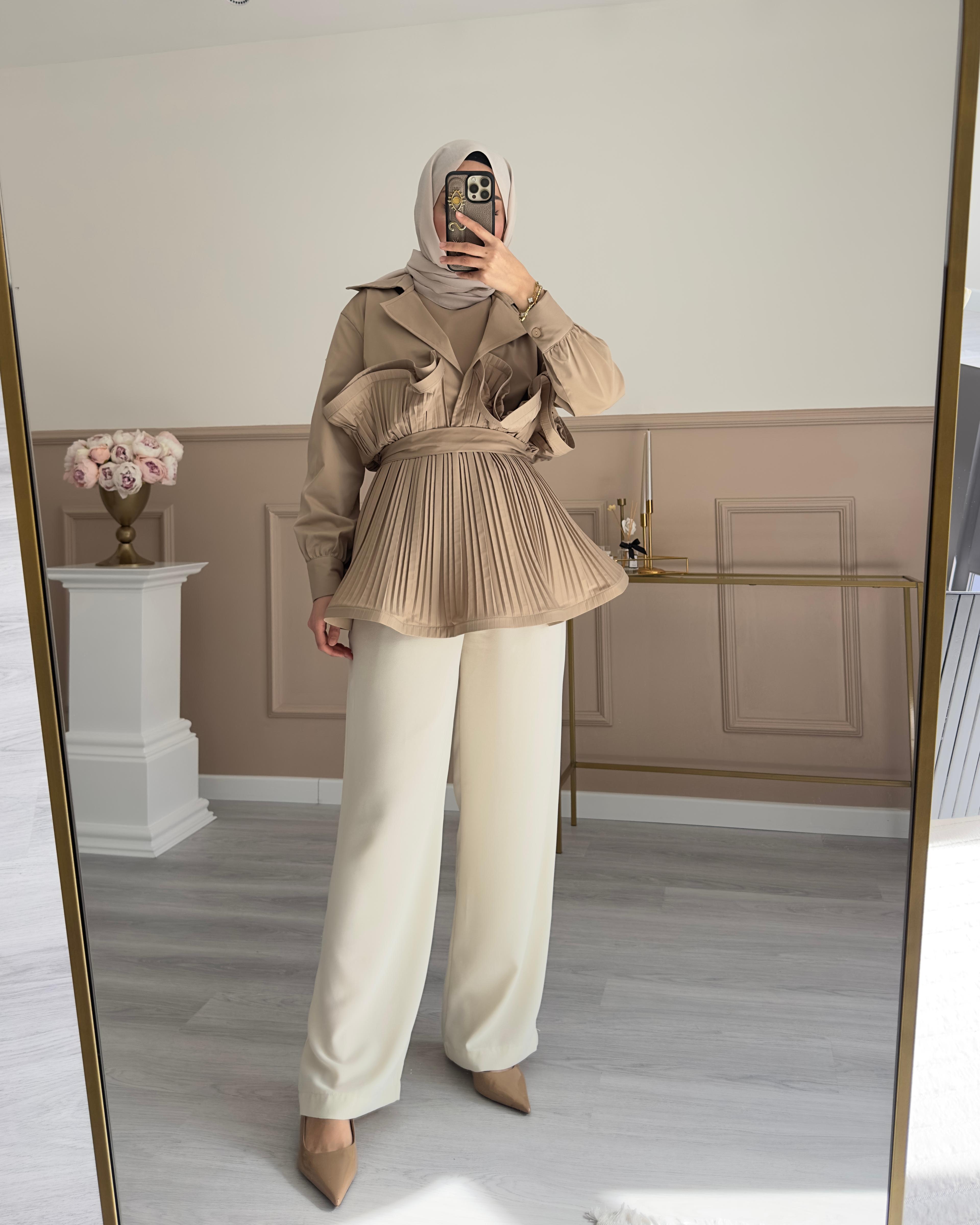 PİLİSELİ GRENLİ PREMİUM CEKET CAMEL