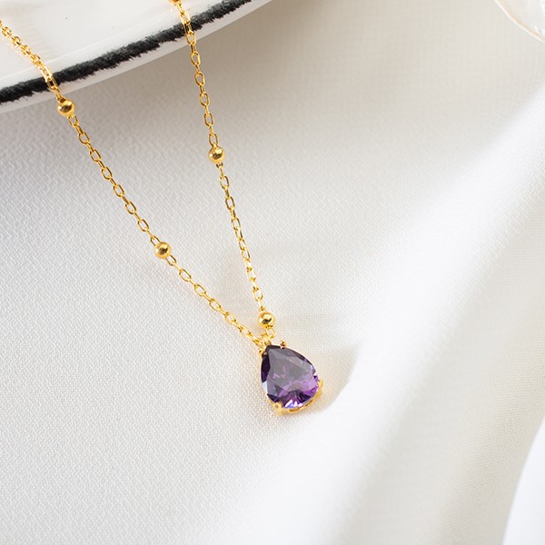Amethyst Necklace with Top Chain