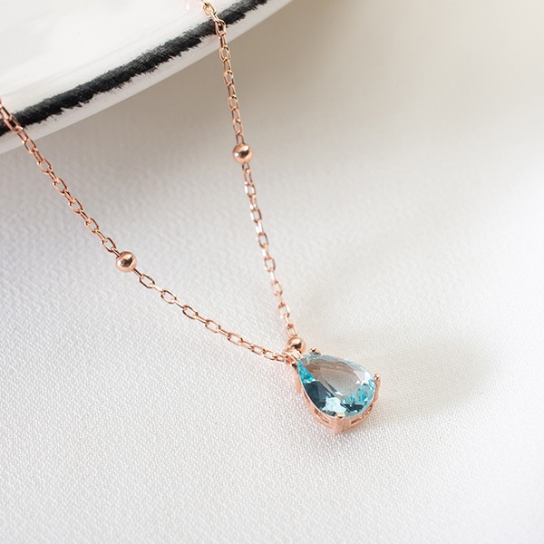 Aquamarine Necklace with Top Chain