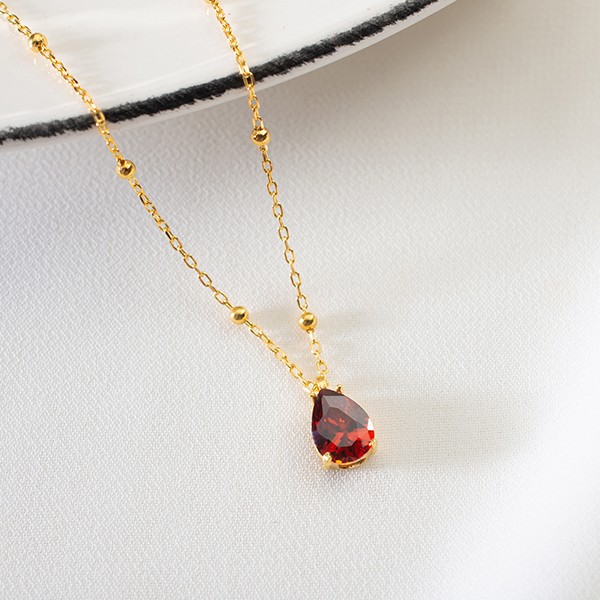 Garnet Necklace with Top Chain