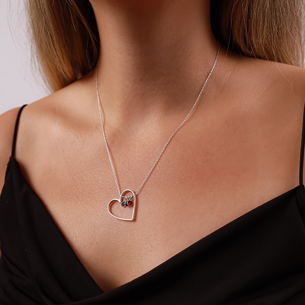 Birthstone with Heart Figurative Necklace
