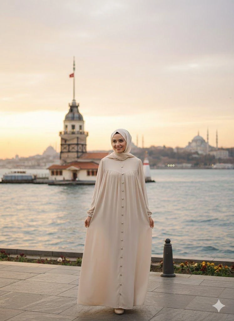 Robalı Medine İpeği Ferace Elbise