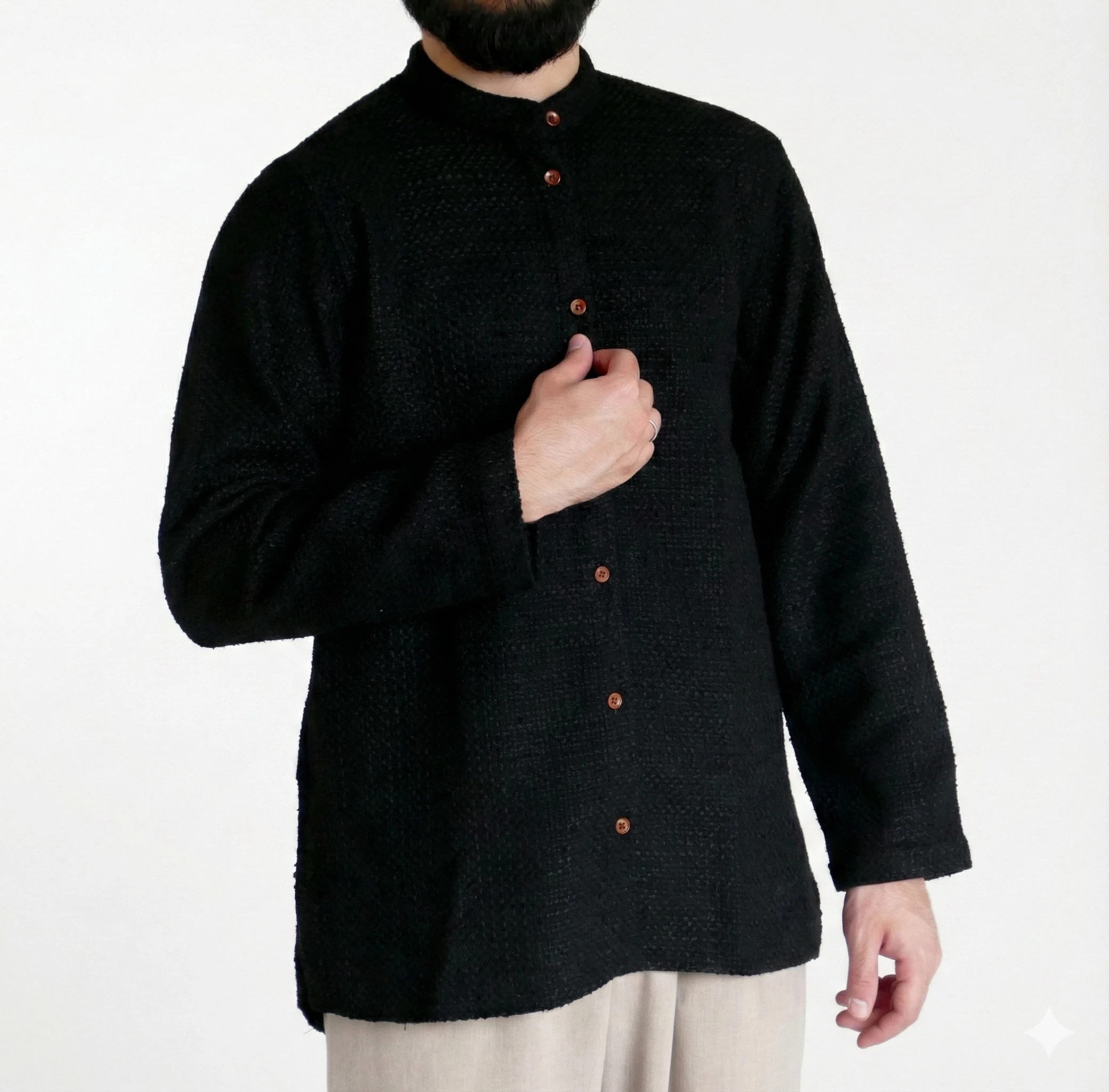 Sayha %100 Yün (Wool)  Siyah Gömlek