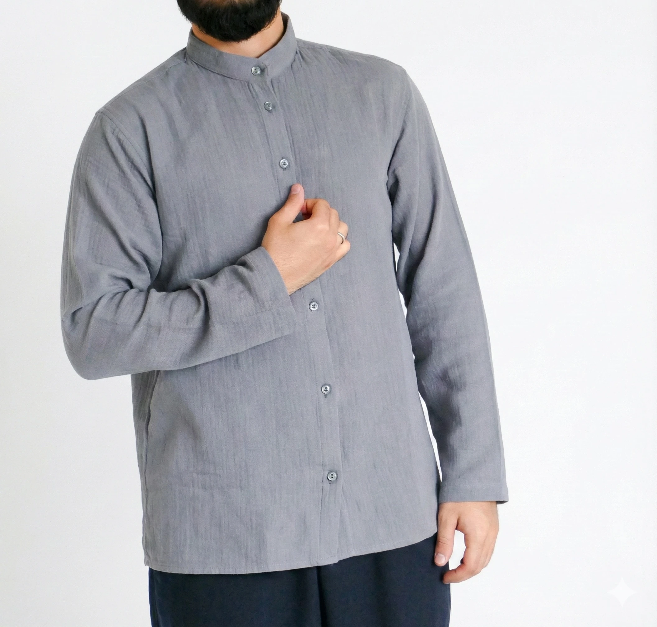 Sayha %100 Pamuk (Cotton) Gri Gömlek