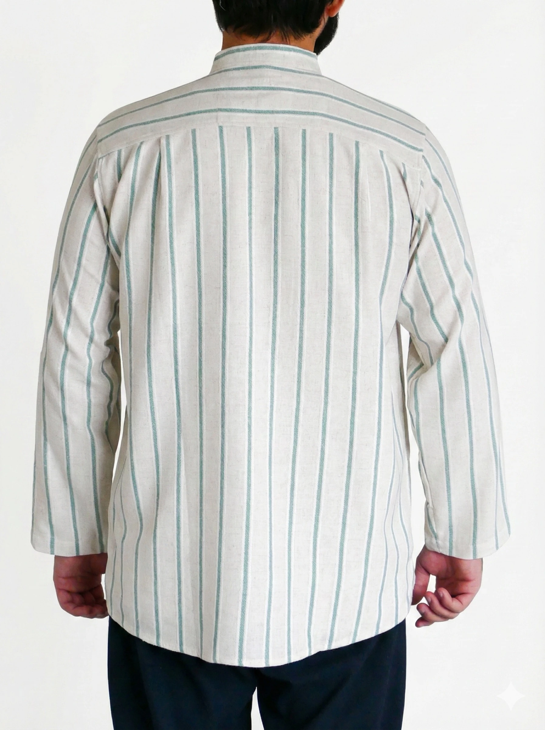 Sayha %100 Keten (Linen) Yeşil Çizgili Gömlek