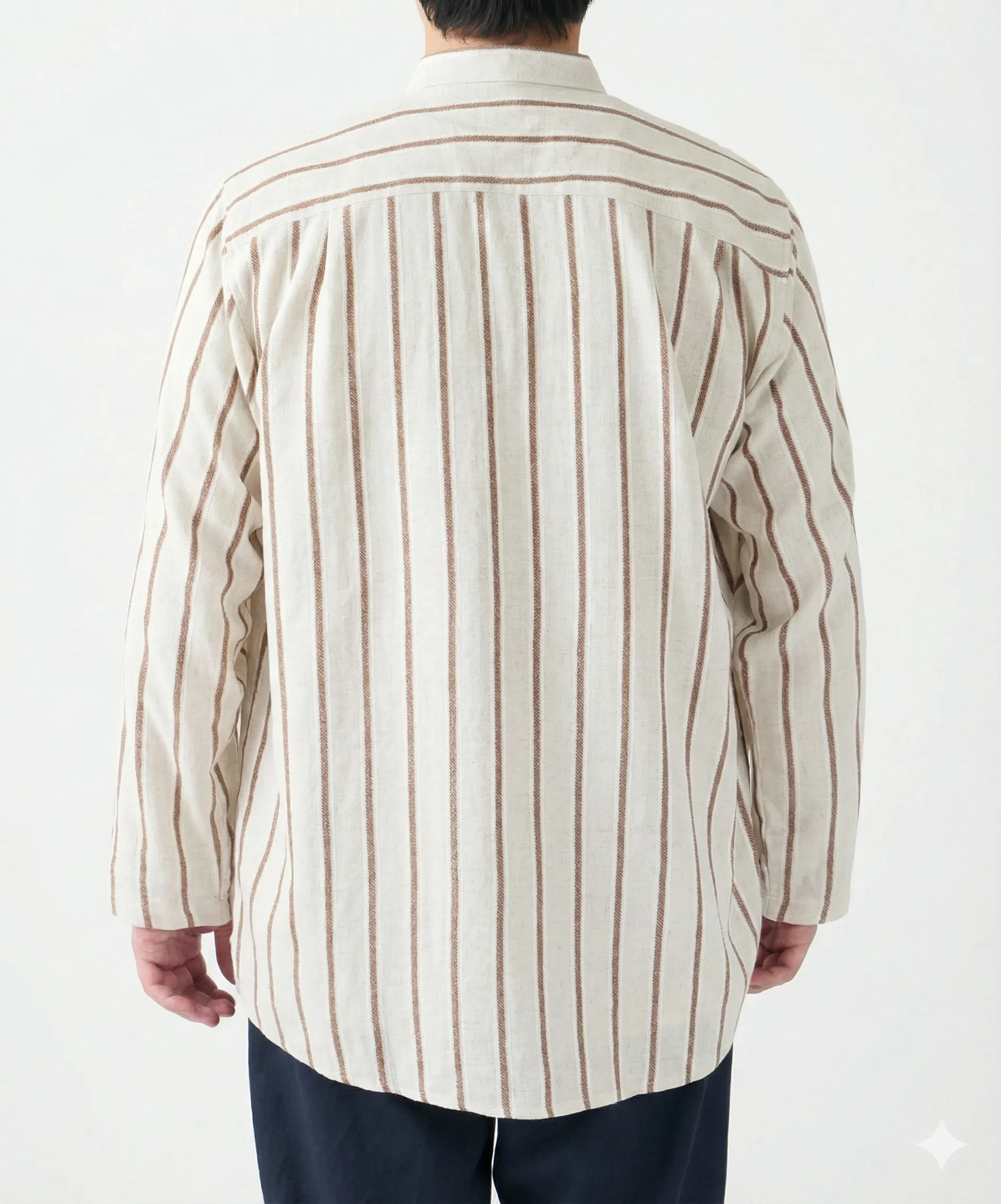 Sayha %100 Keten (Linen) Kahverengi Çizgili Gömlek