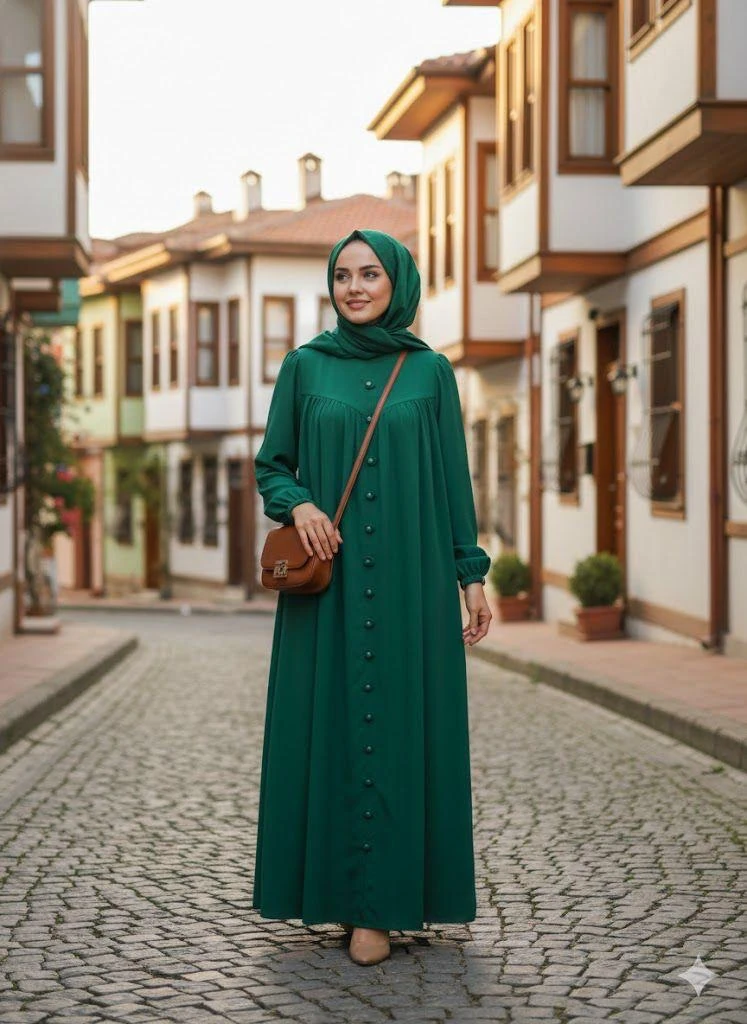 Robalı Medine İpeği Ferace Elbise