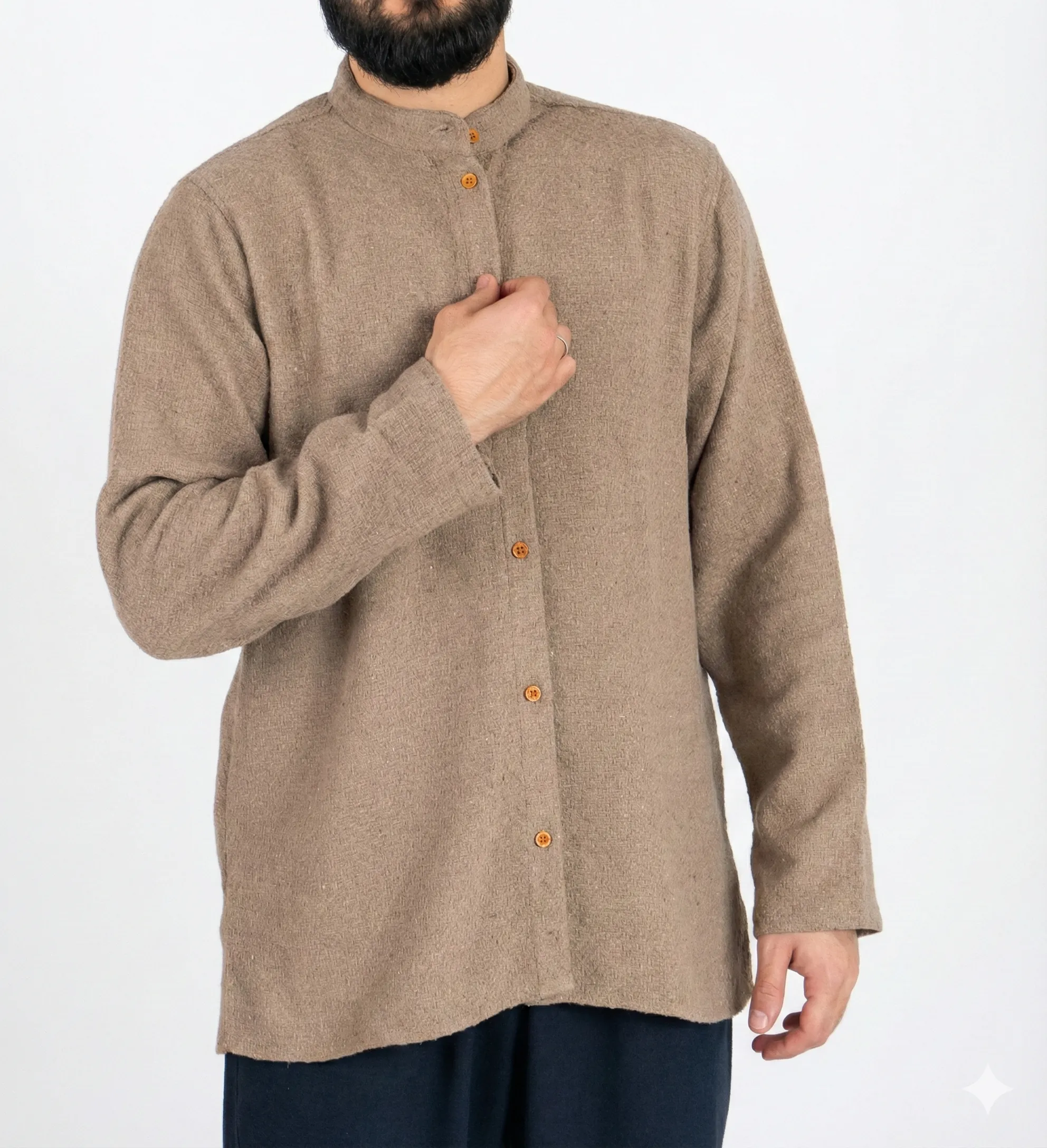 Sayha %100 Yün (Wool) Kahverengi Gömlek