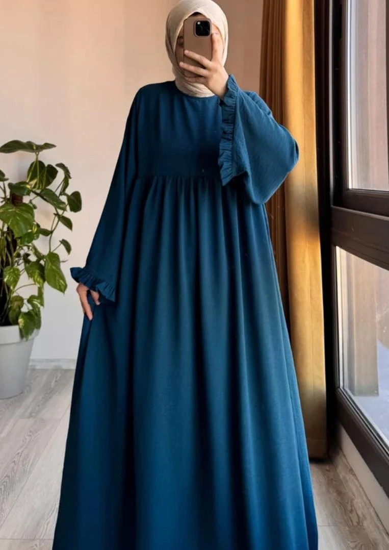 KOLLARI FIRFIRLI ELBİSE