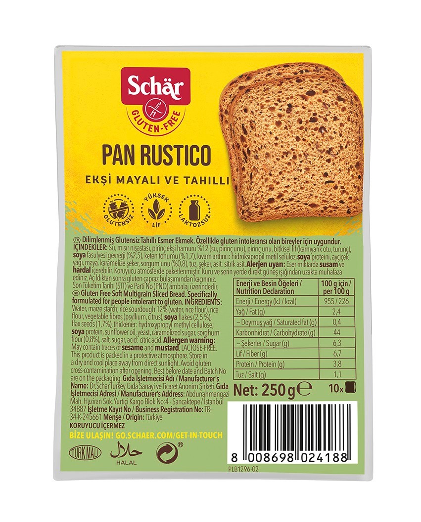 Schar Pan Rustico Glutensiz Çok Tahıllı Esmer Ekmek