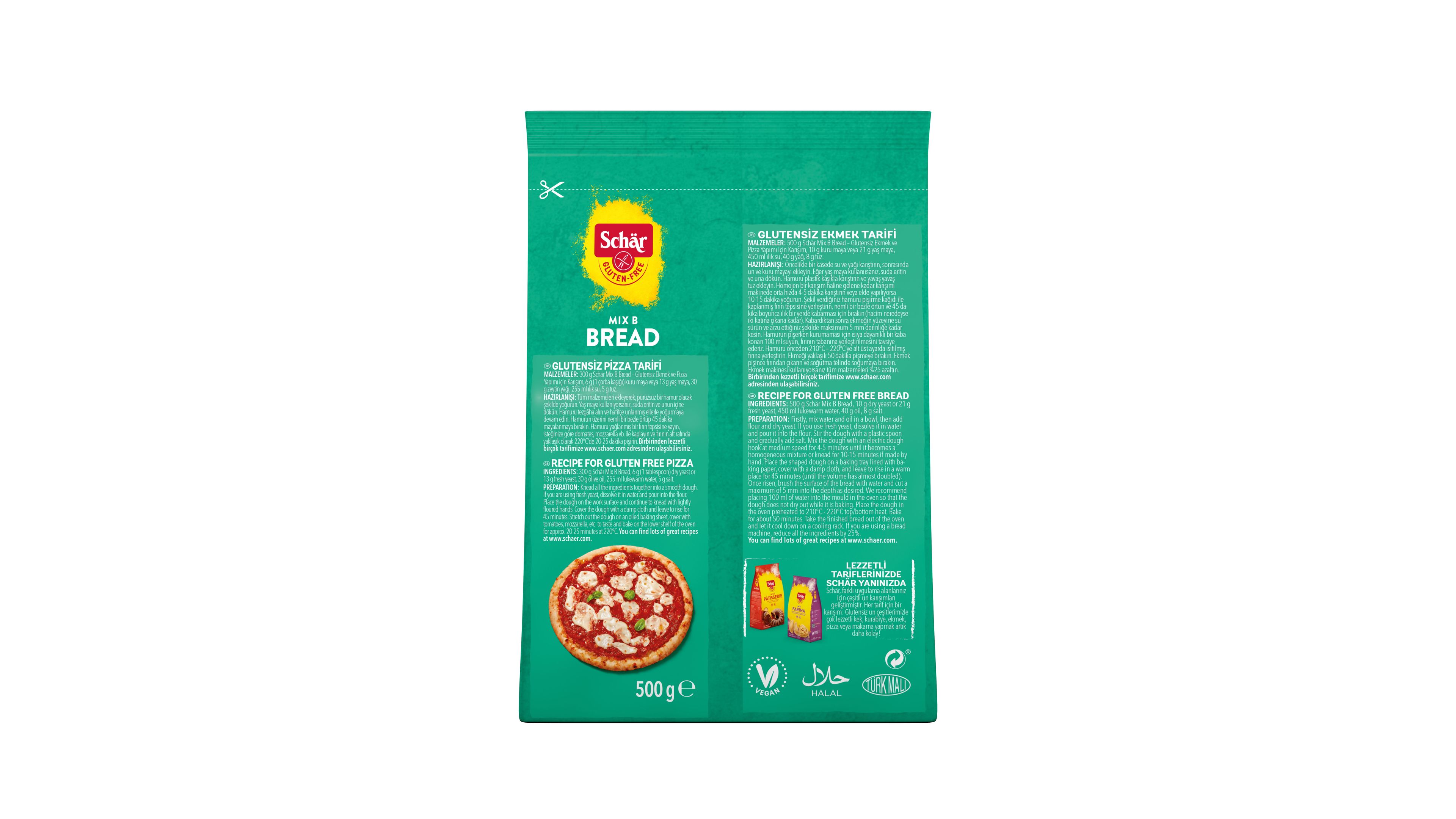 Schar Mix B Bread Glutensiz Ekmek ve Pizza Unu 500 GR