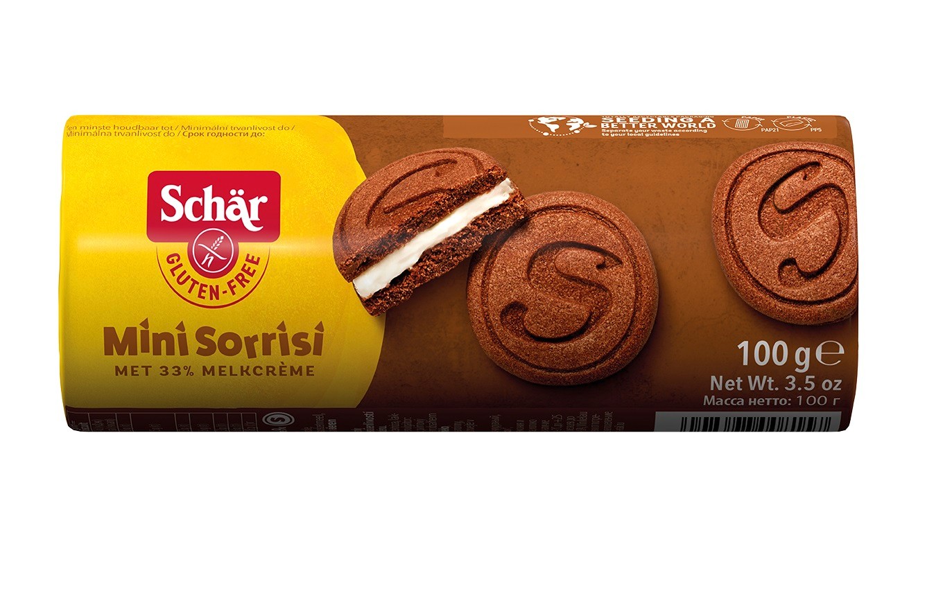 Schar Mini Sorrisi Glutensiz Sütlü Kremalı Kakaolu Bisküvi