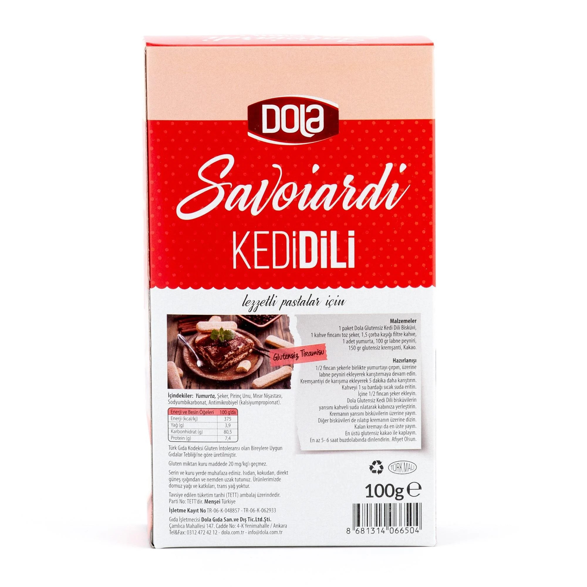 Dola Glutensiz Savoiardi Kedi Dili 100g