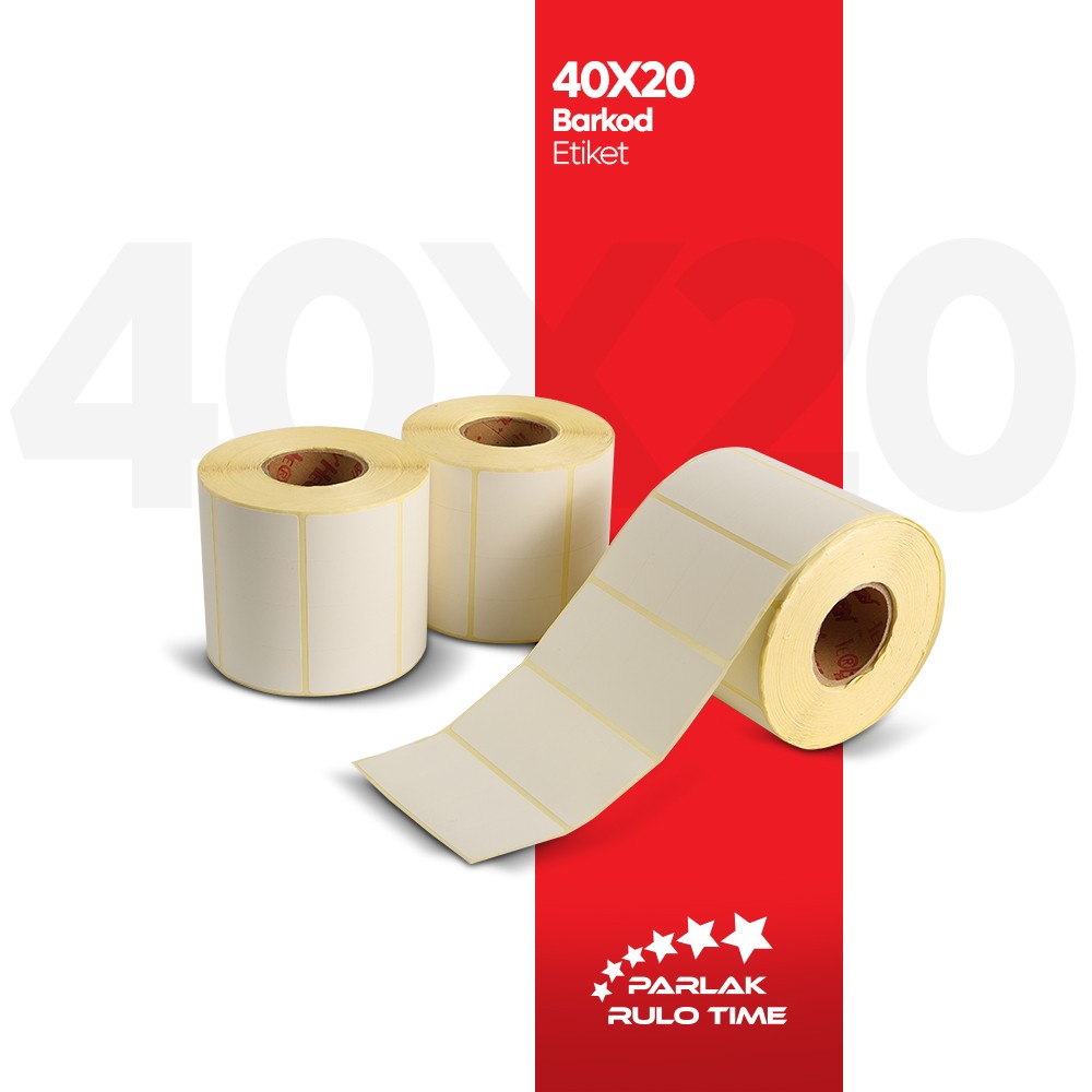 40X20 4'lü 1000 Sarım Barkod Etiketi