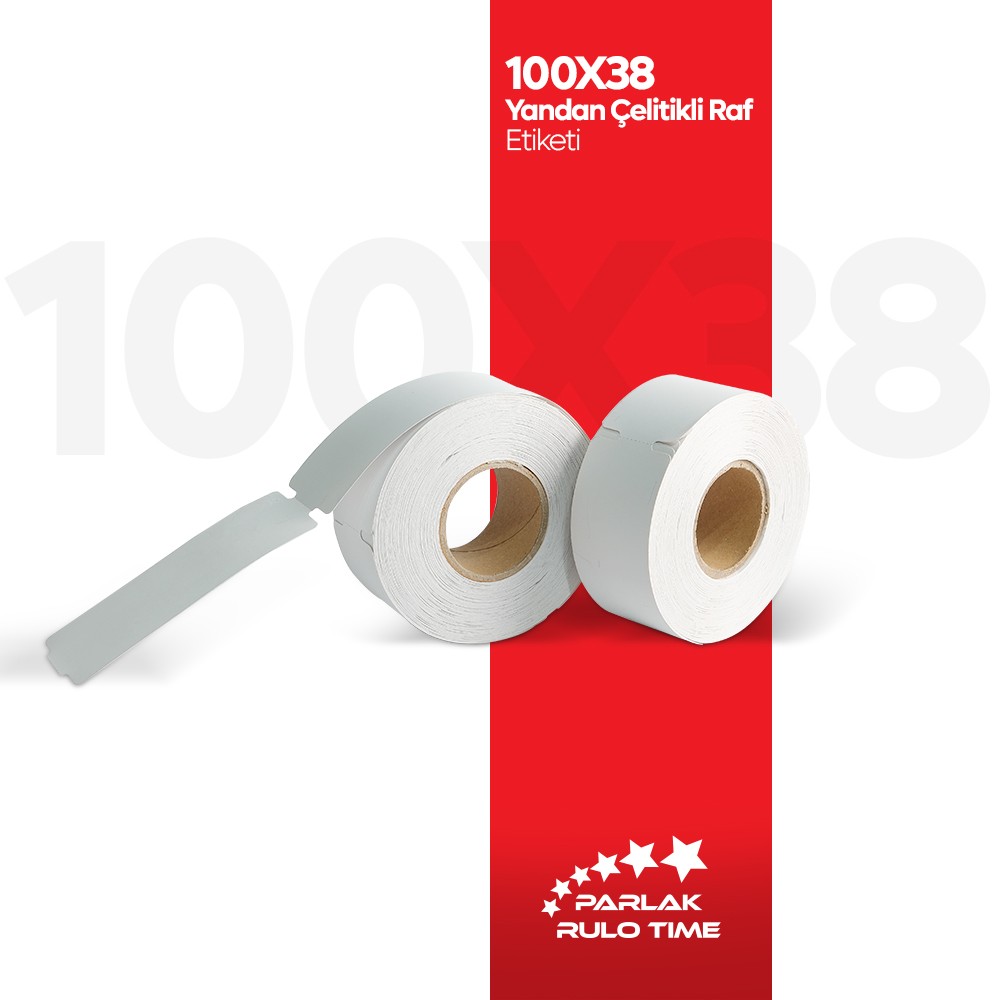 100X38 350 Sarım Yandan Çeltik Beyaz Raf Etiketi
