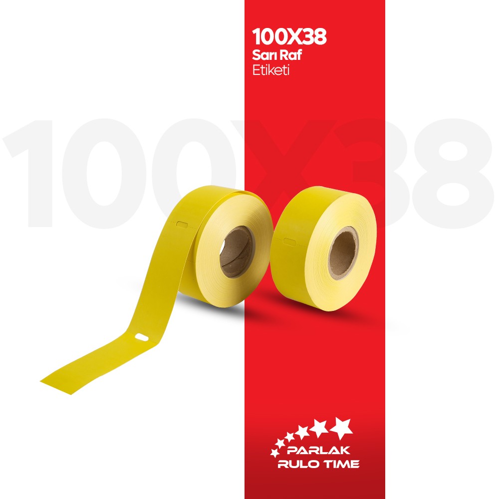 100X38 350 Sarım Ortadan Delik Sarı Raf Etiketi