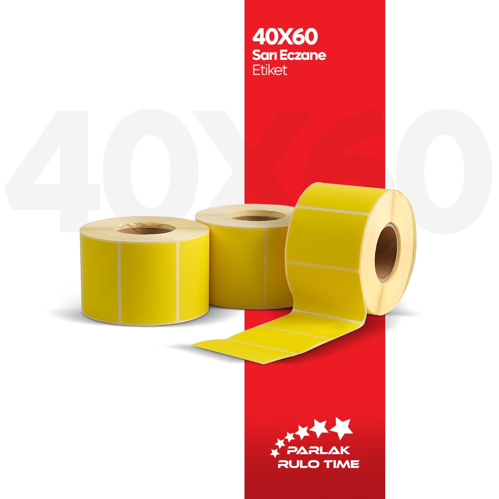 40X60 1000 Sarım Sarı Eczane Etiketi (10'lu)