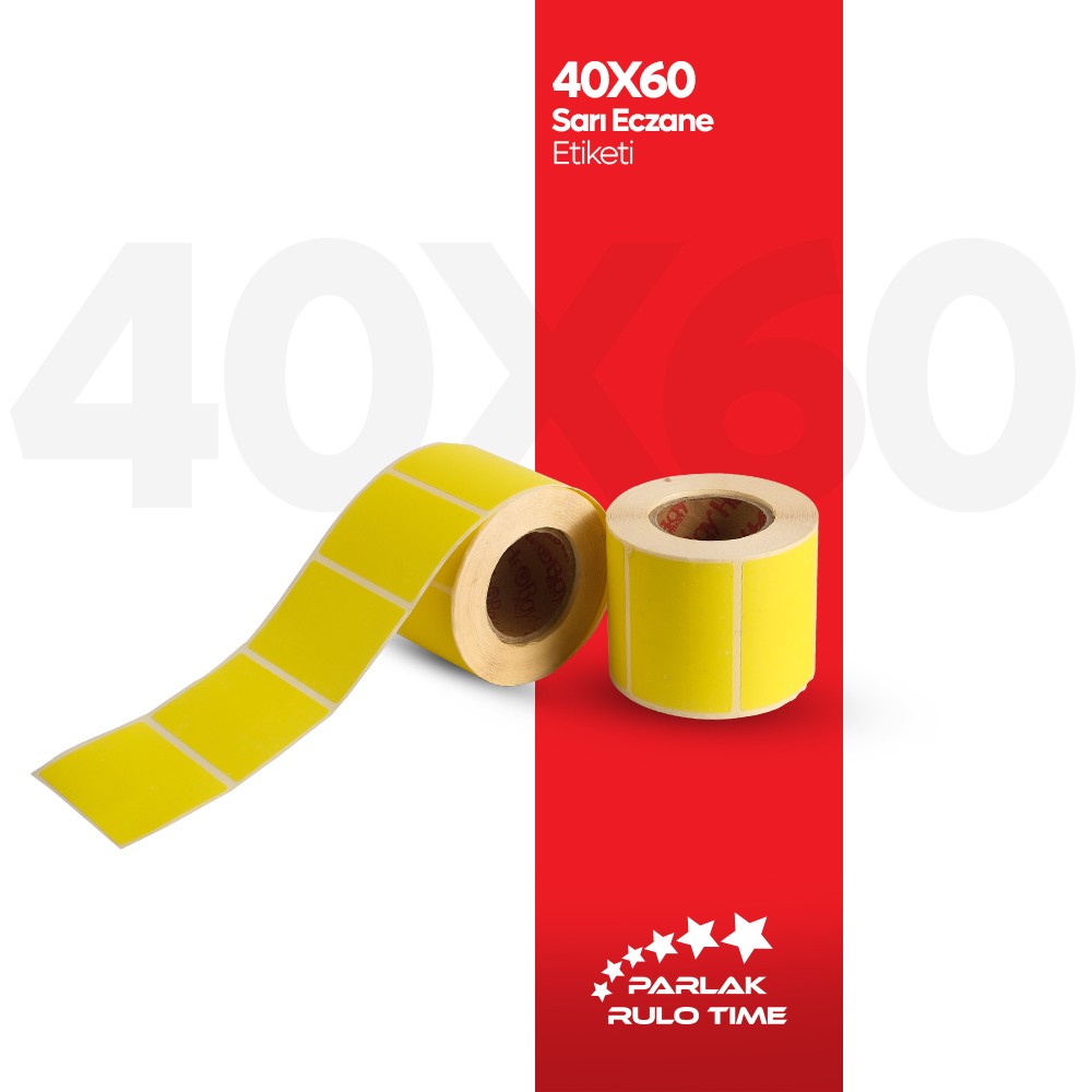 40X60 500 Sarım Sarı Eczane Etiketi (10'lu)