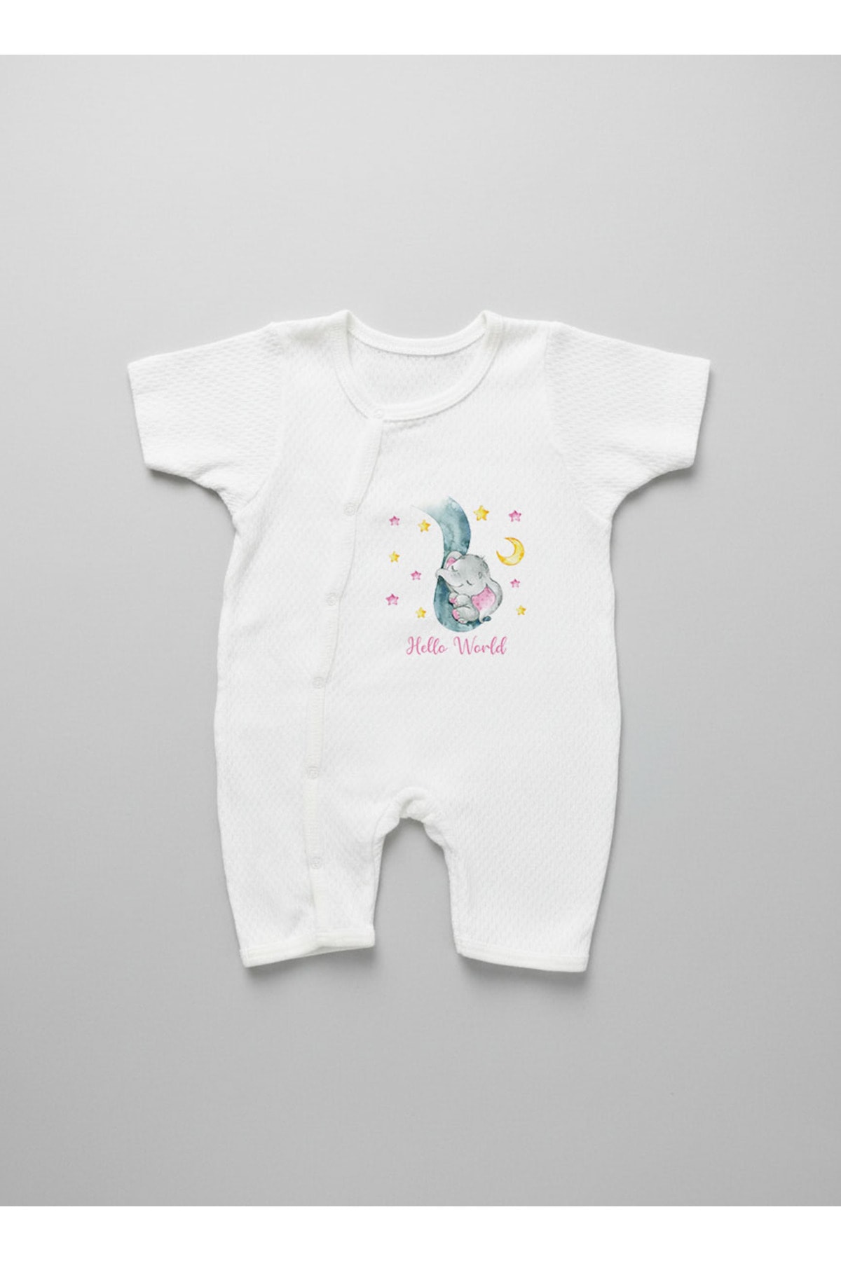 Jakarlı Romper Body - For Baby - Uyuyan Fil Pembe