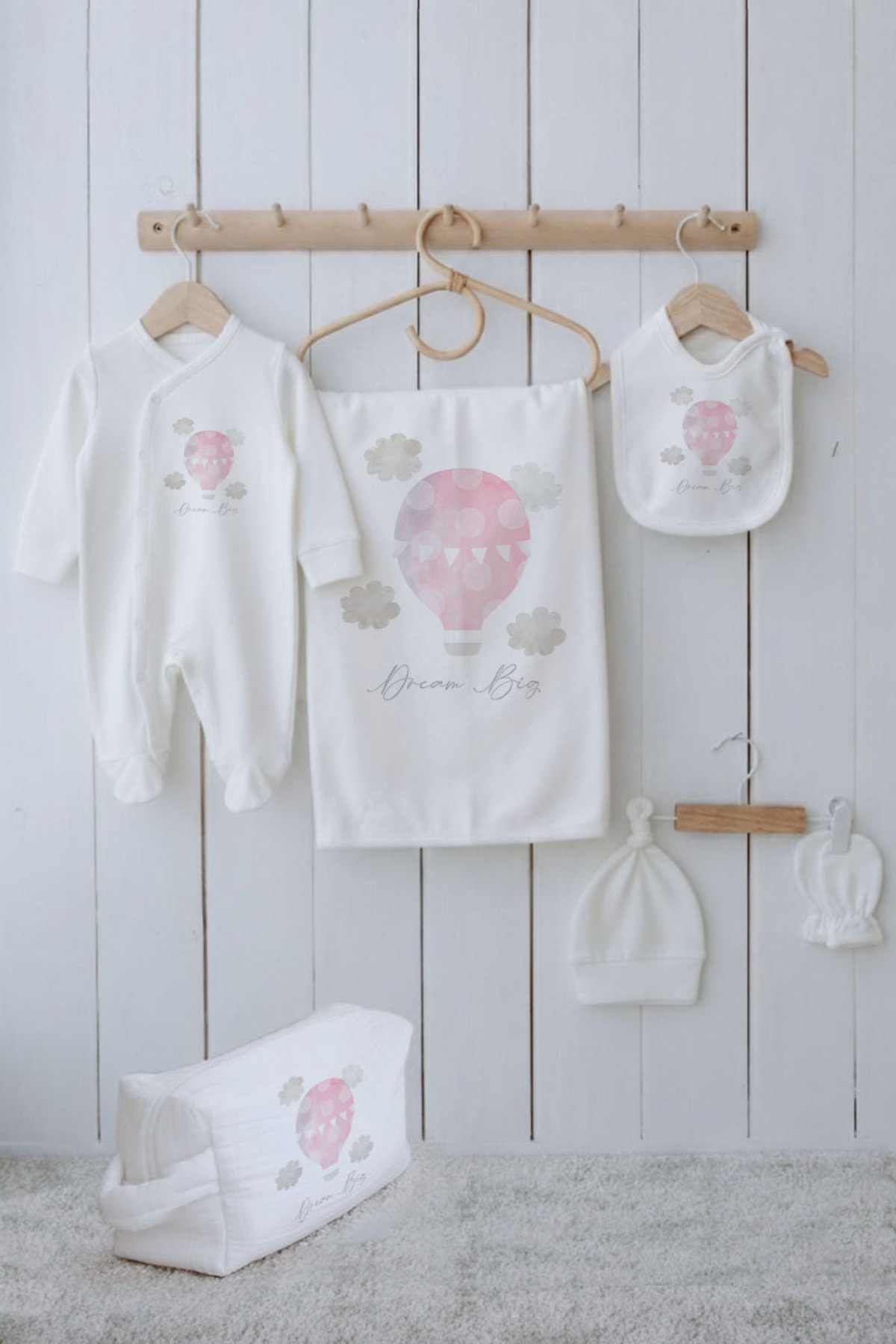 Organik 6'lı Hastane Çıkışı - Pure Baby - Pembe Hava Balonu