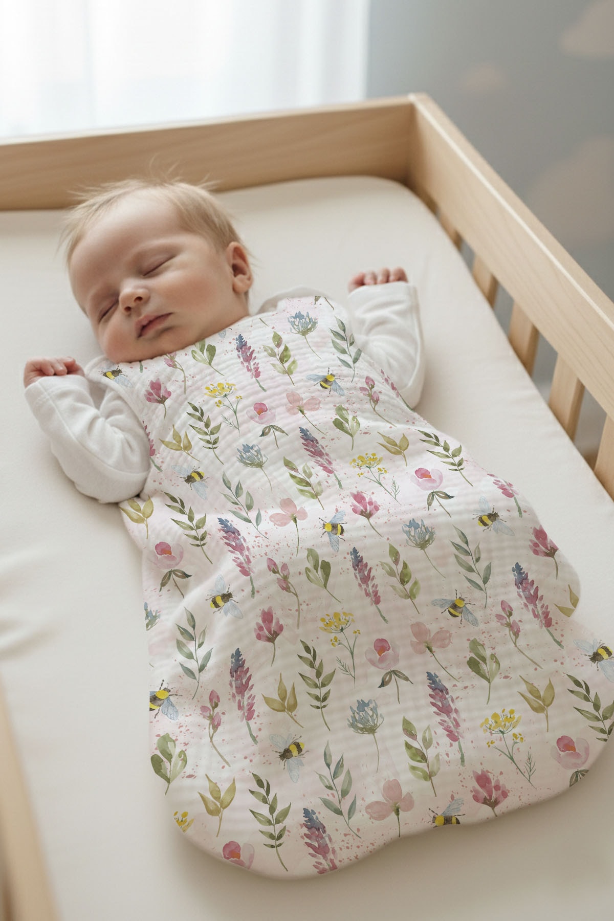 4 Kat Müslin Bebek Uyku Tulumu (0-18 AY) - Flower Dream