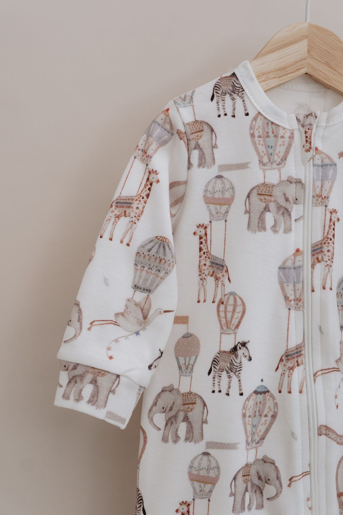 Fermuarlı Patikli Bebek Tulumu - Pureline Series - Dreamland Safari