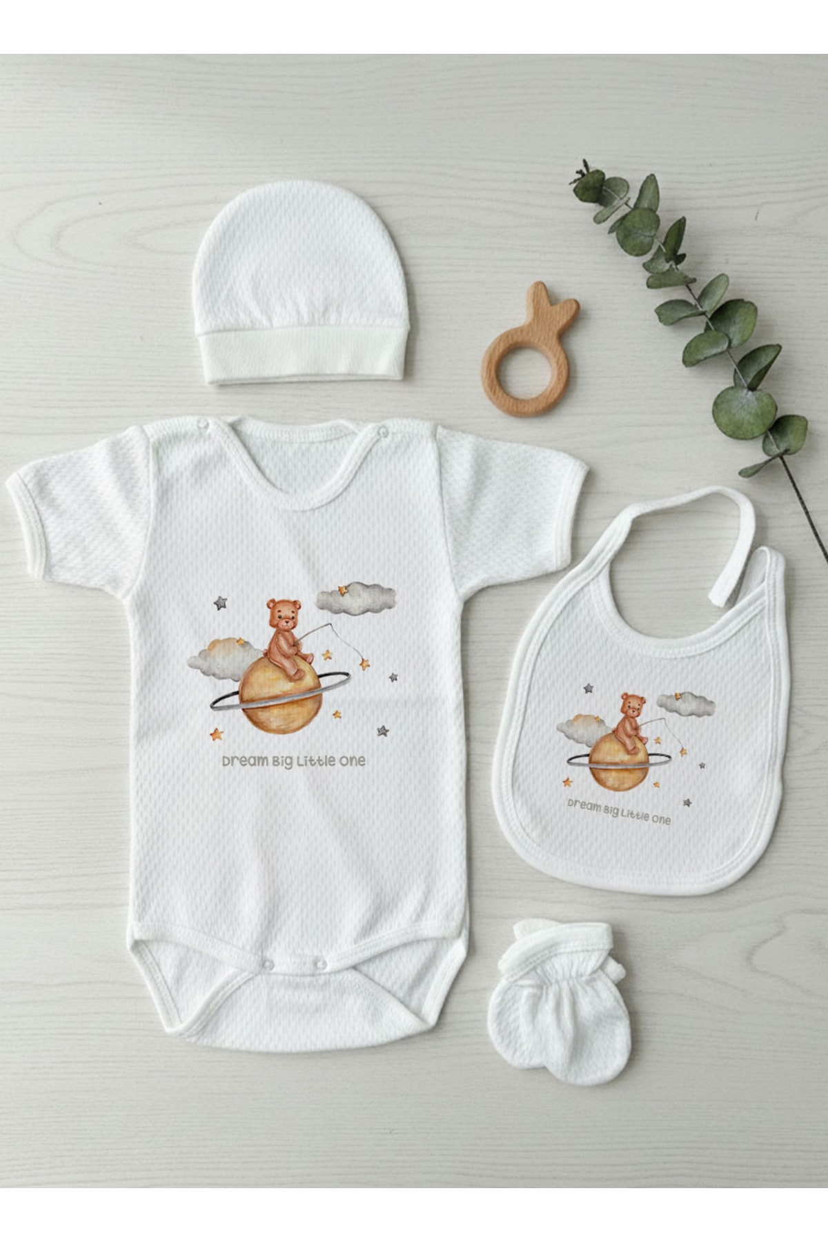 Jakarlı Body Seti - For Baby - Yıldız Tutan Ayı