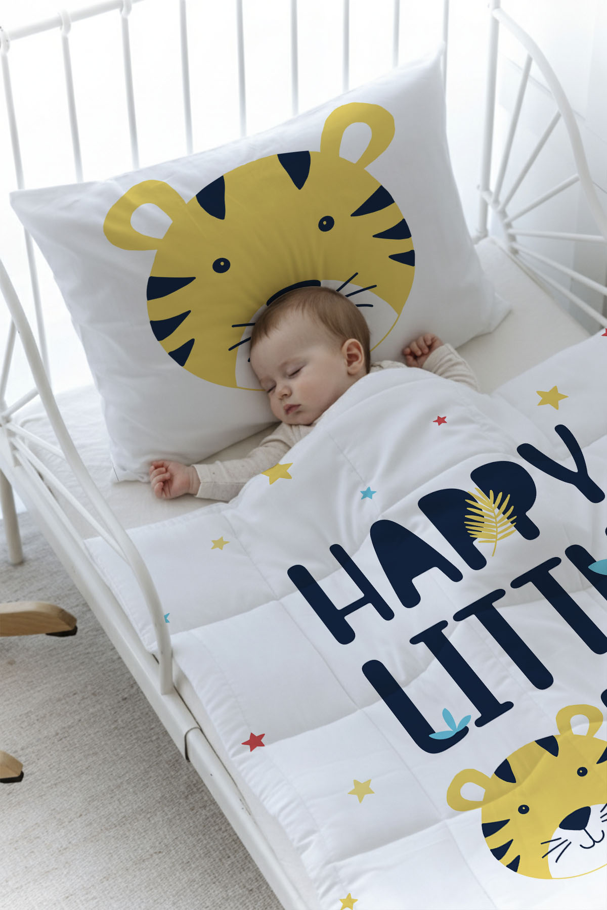Organik Baskılı Yorgan Seti - Pure Baby Serisi - Happy Lion
