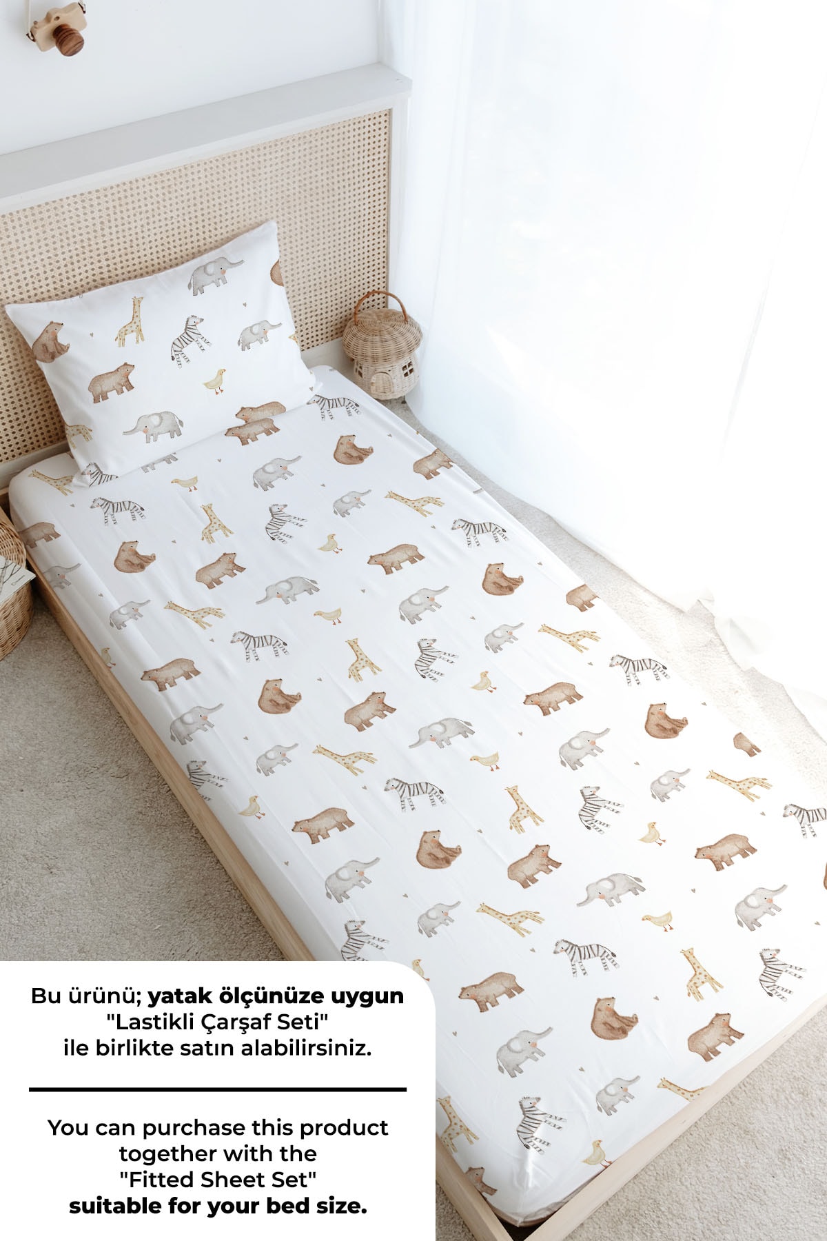 Tek Kişilik Nevresim Takımı (160x220) - Pureline Series - Cute Animals