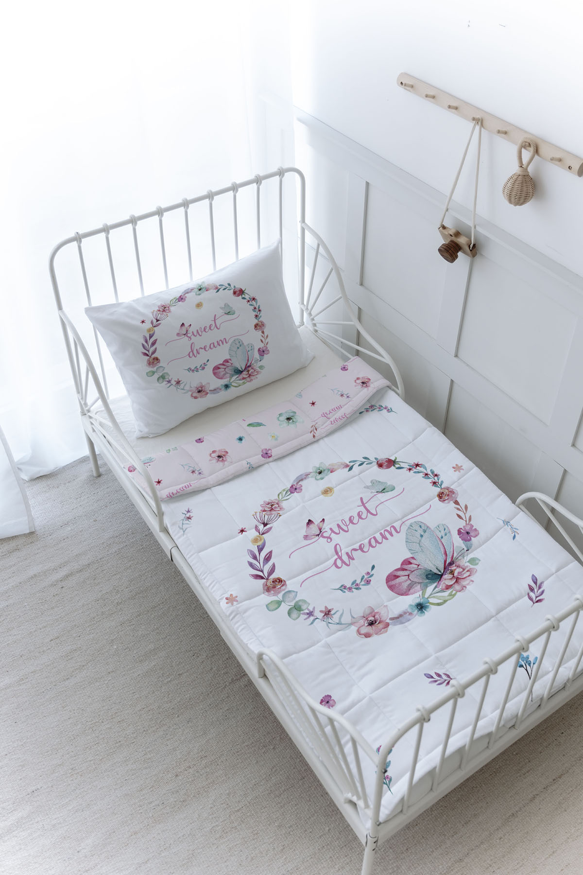 Organik Baskılı Yorgan Seti - For Baby Serisi - Kelebekli Çember