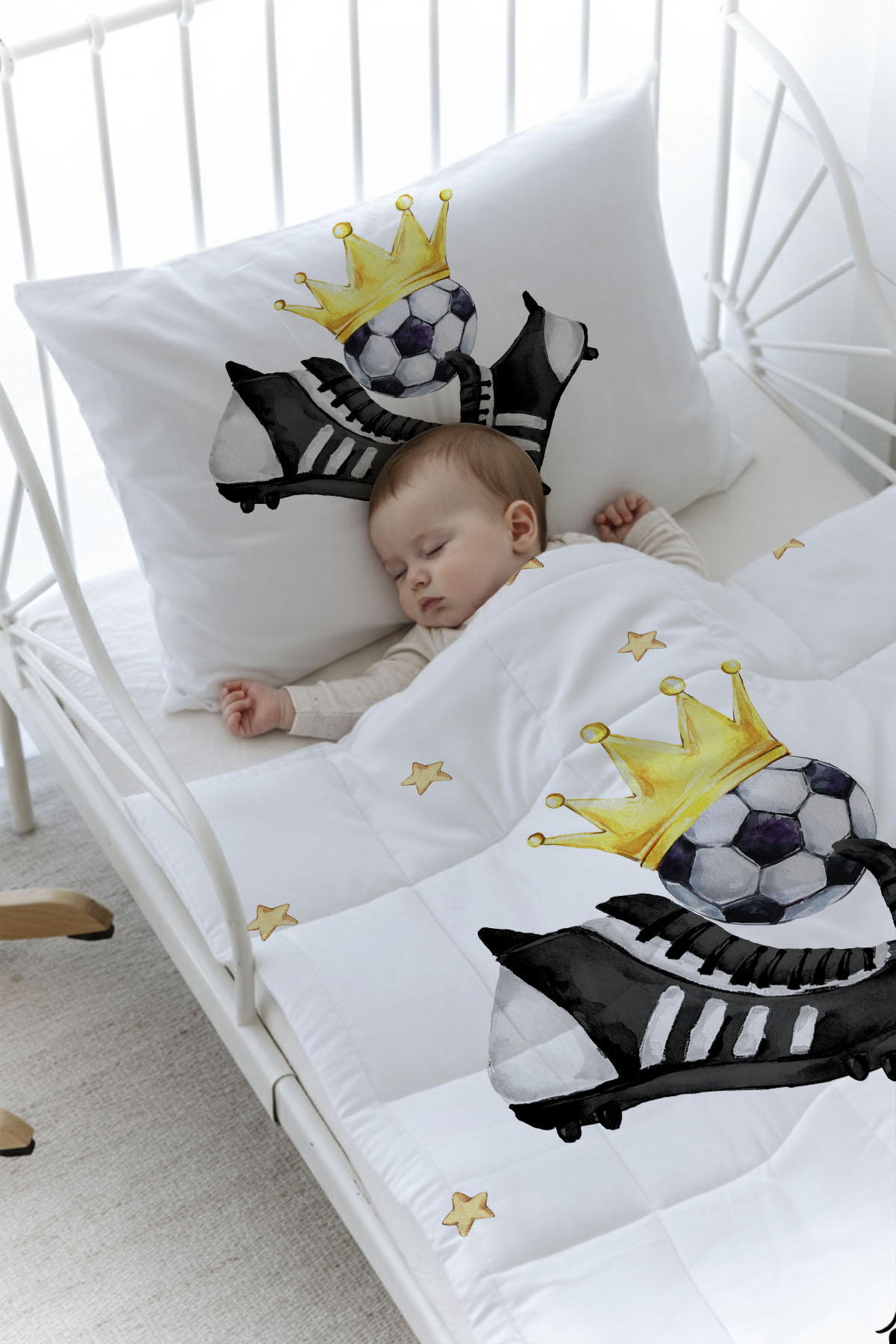 Organik Baskılı Yorgan Seti - For Baby Serisi - Siyah - Beyaz