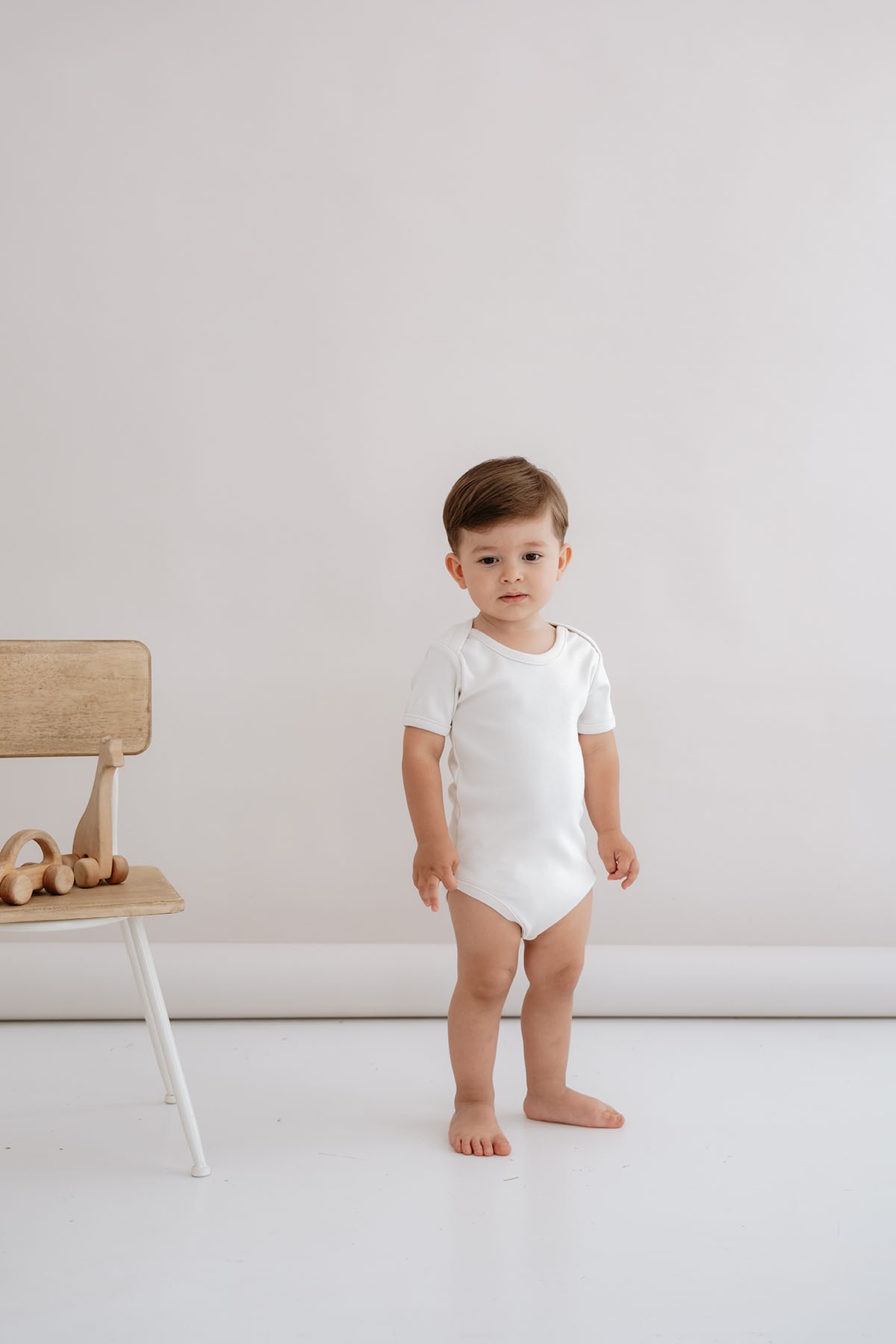 Kısa Kollu Bebek Body - Pureline Series - Taş Rengi
