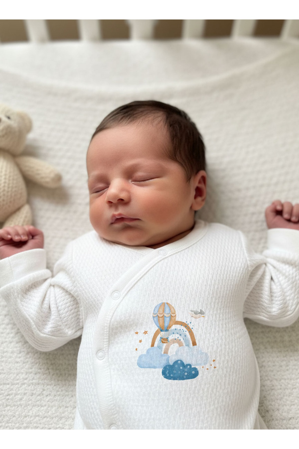 Jakarlı Tulum Seti - For Baby - Mavi Bulutlar ve Balon