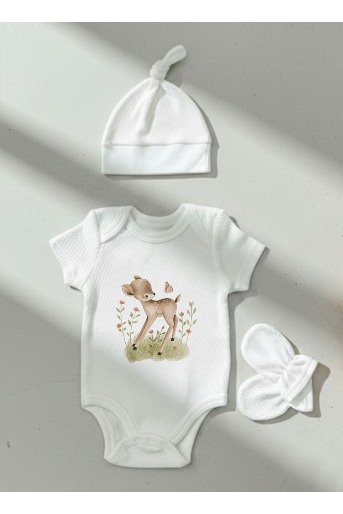 Jakarlı Body Şapka Eldiven - Little Baby - Little Gazelle
