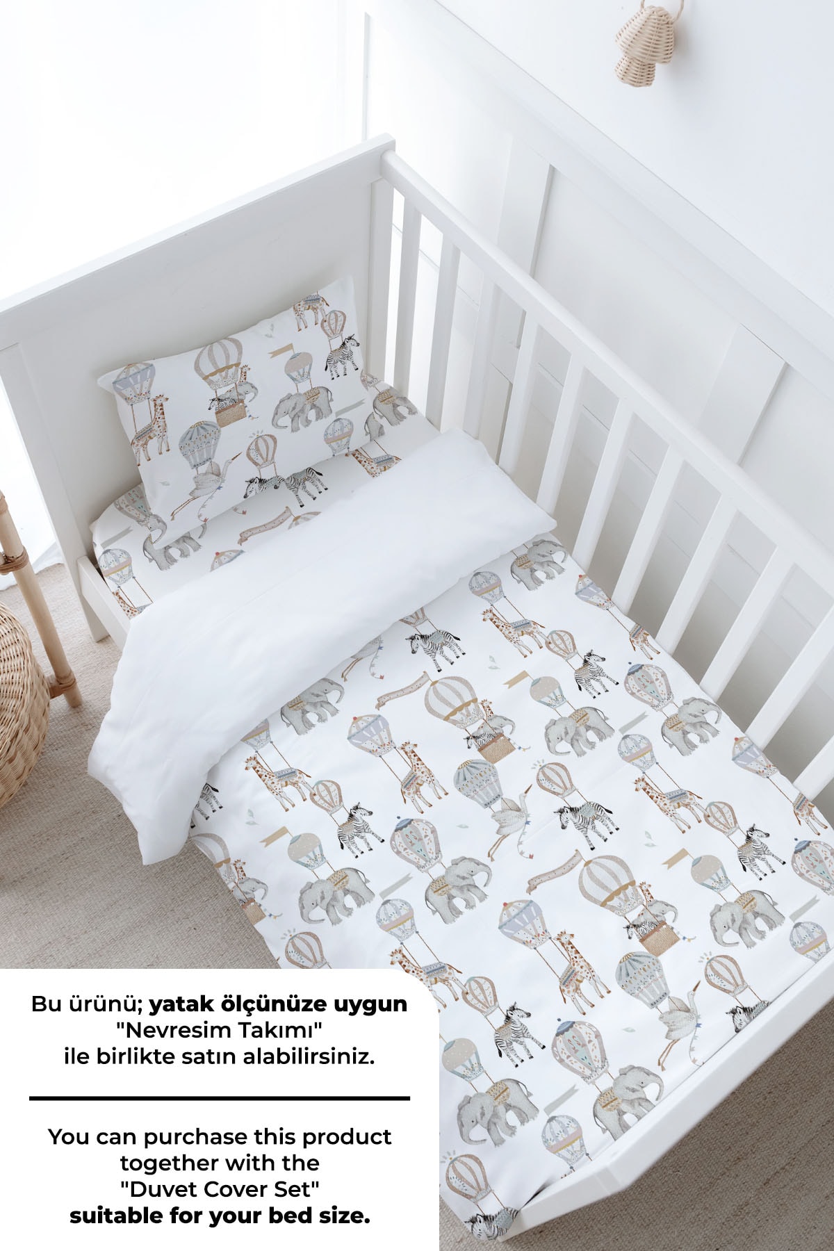 Bebek Boy Lastikli Çarşaf Seti - Pureline Series - Dreamland Safari